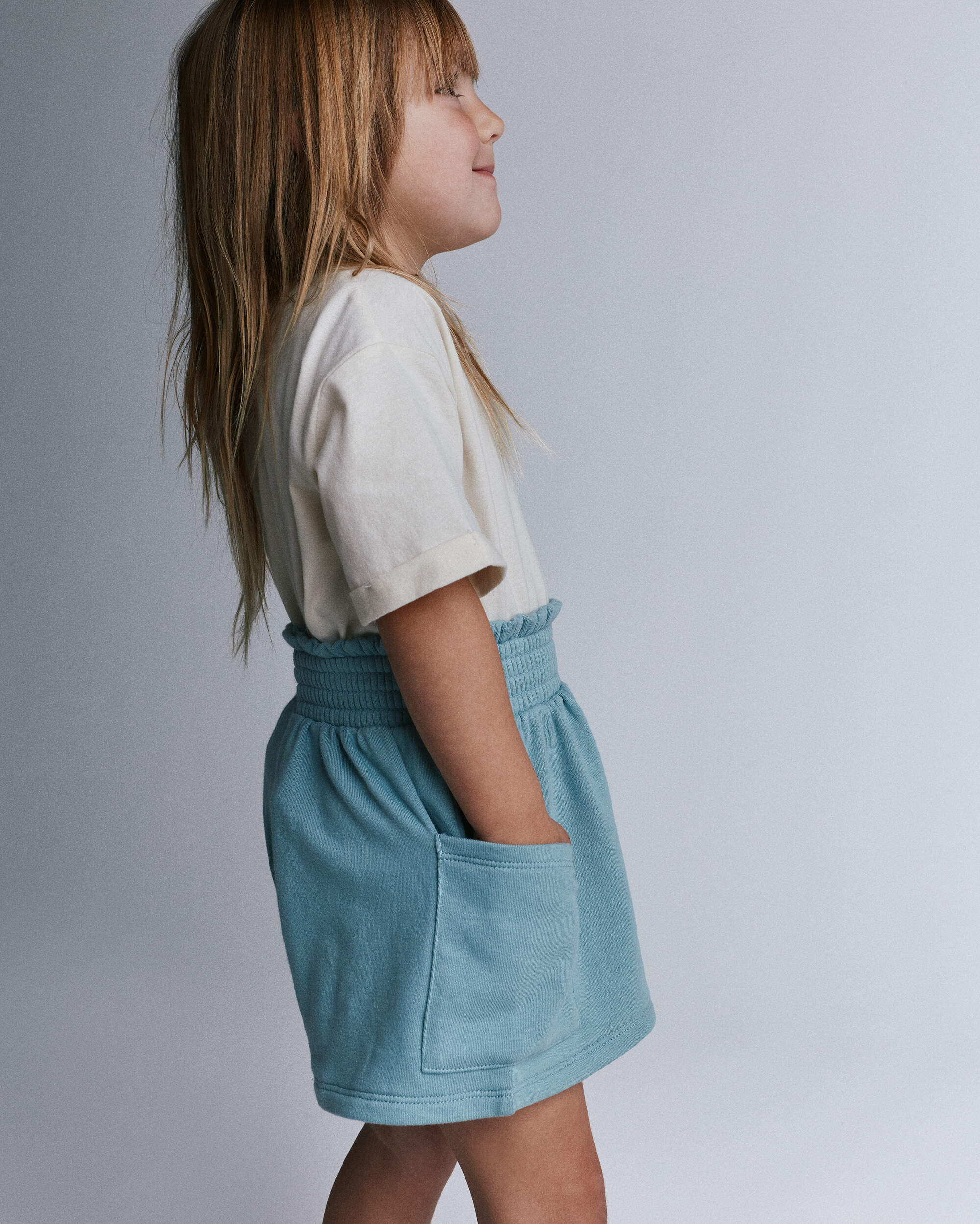 Toddler Girl Swing Short with Pockets - Pale Blue