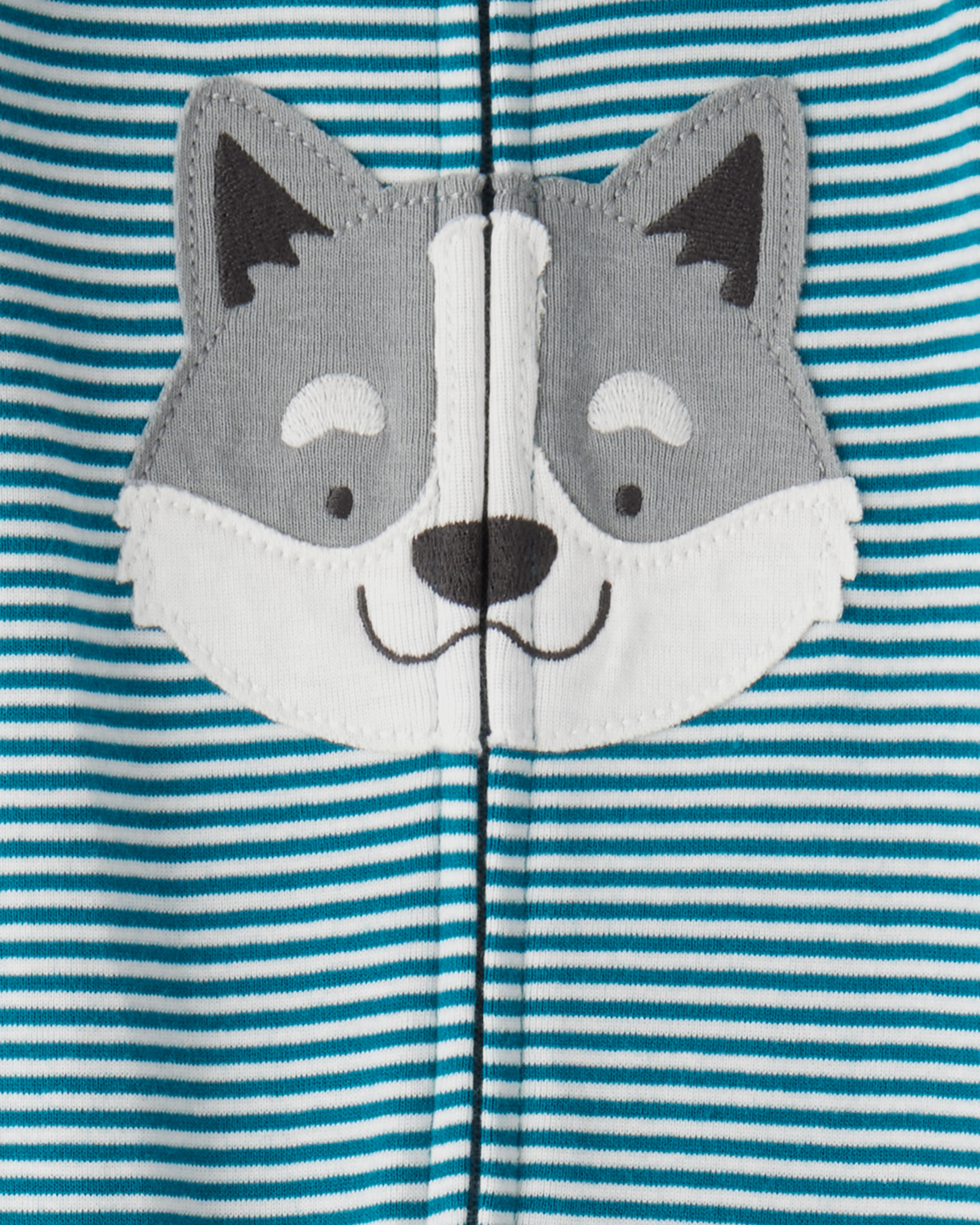 Baby Boy Dog Striped 100% Cotton Snug Fit 2-Way Zip Footie 1-Piece Pyjamas - Blue