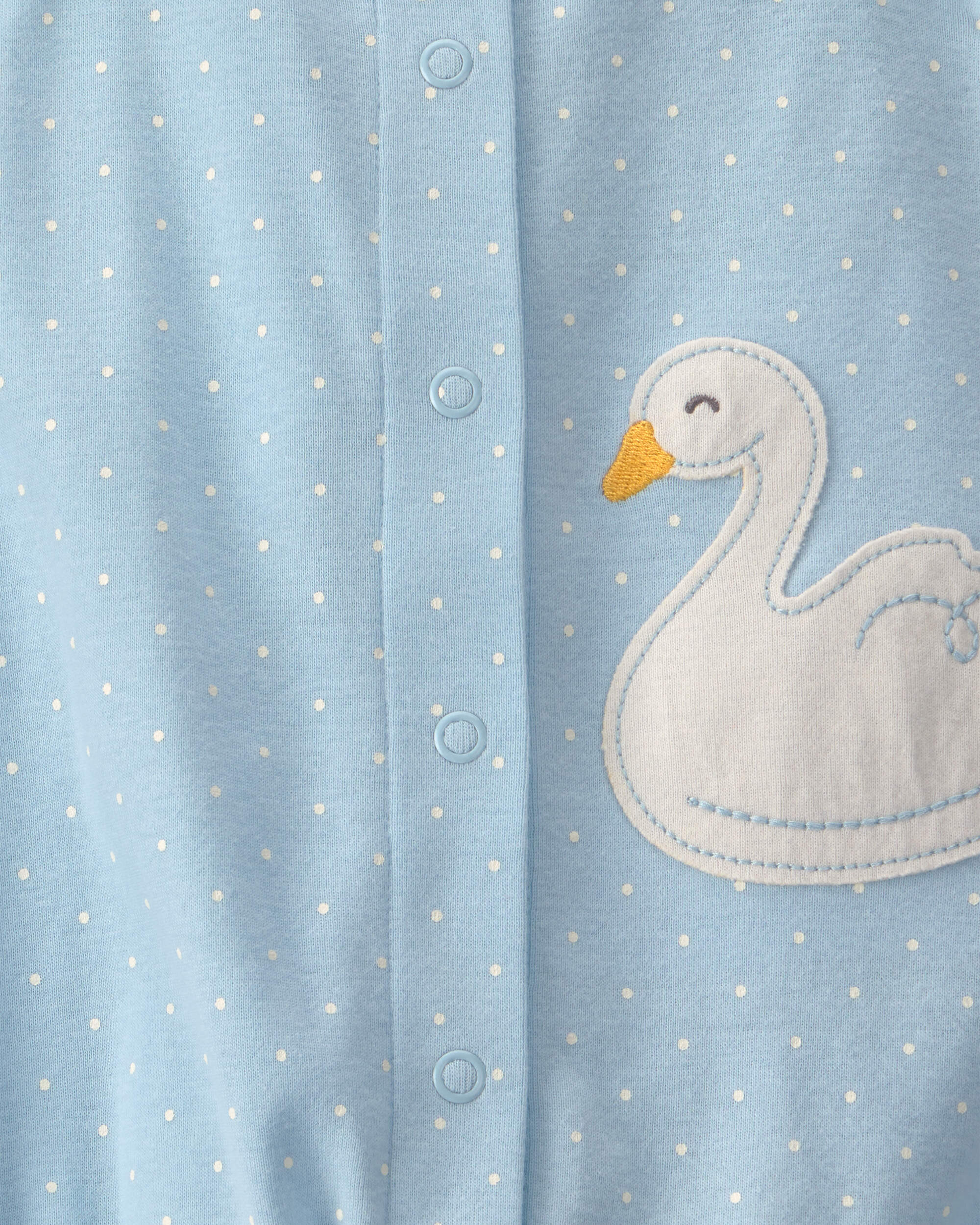 Baby Girl Swan Polka Dot Sleeveless Romper - Blue