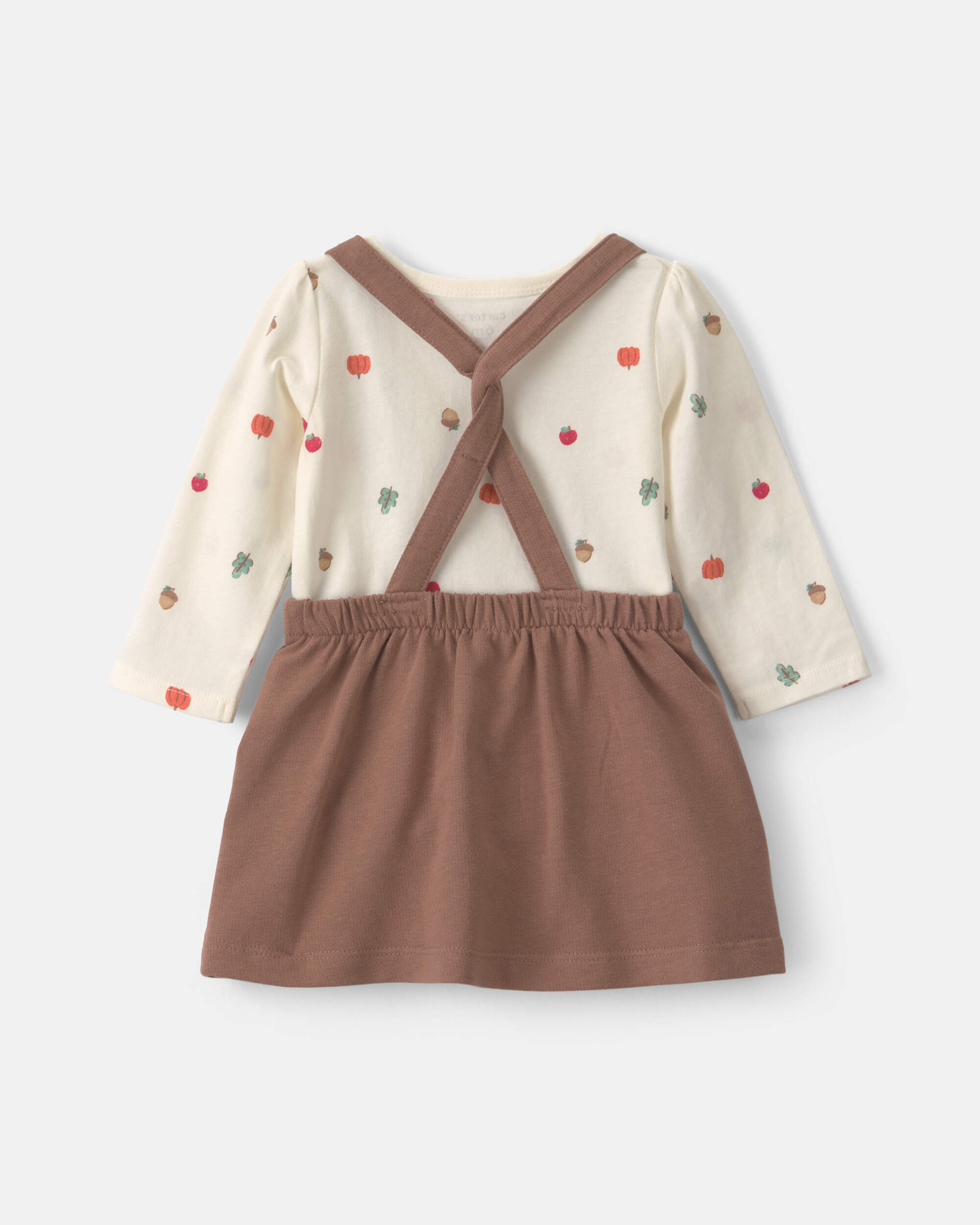 Baby Girl 3-Piece Thanksgiving Long-Sleeve Dress Set - Brown