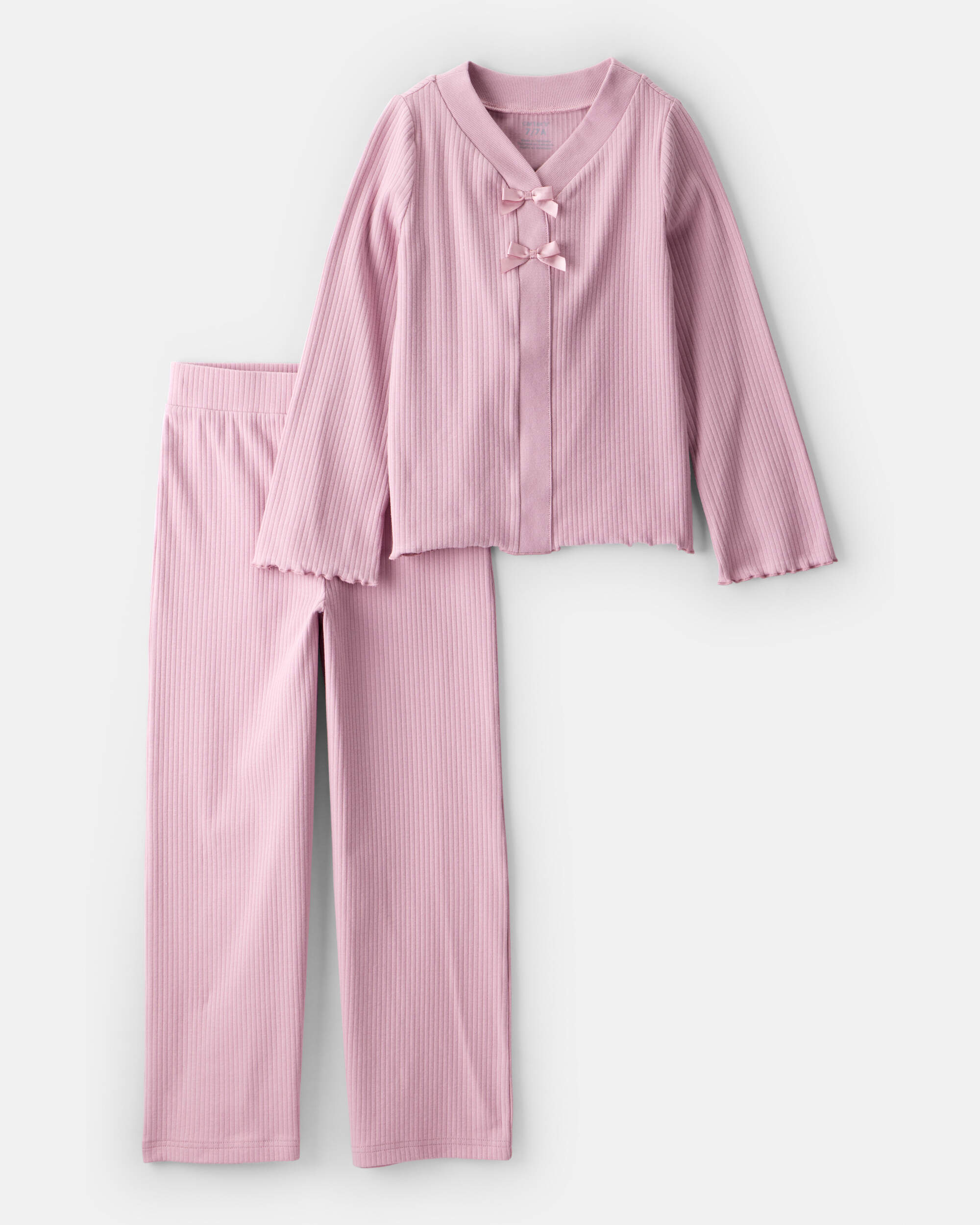 Girls 2-Piece Long-Sleeve Tee & Pant Set - Pink