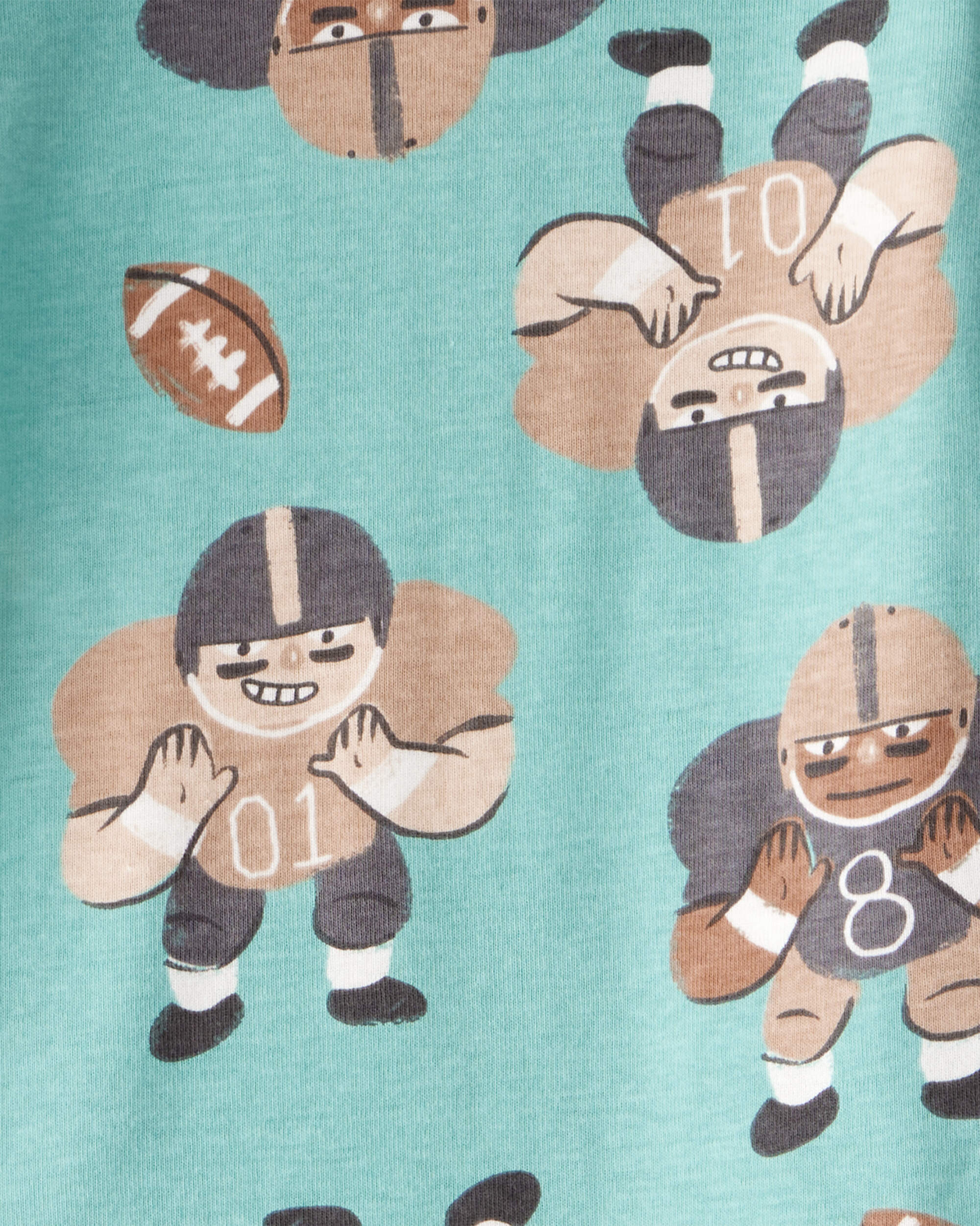 Toddler Football Print 100% Cotton Long-Sleeve 4-Piece Pyjamas - Blue