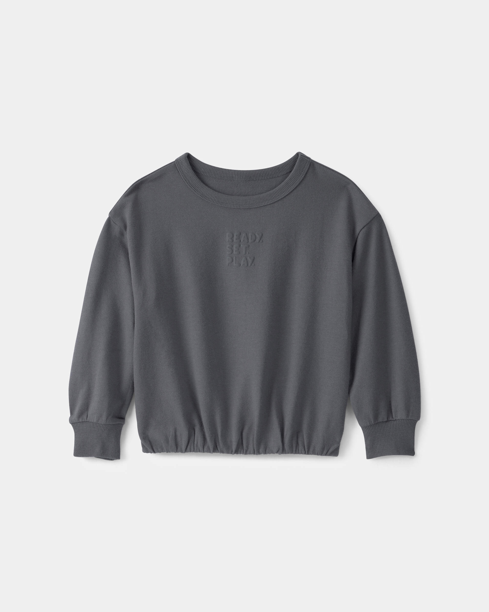 Toddler Girl 'Ready Set Play' French Terry Pullover Sweatshirt - Grey