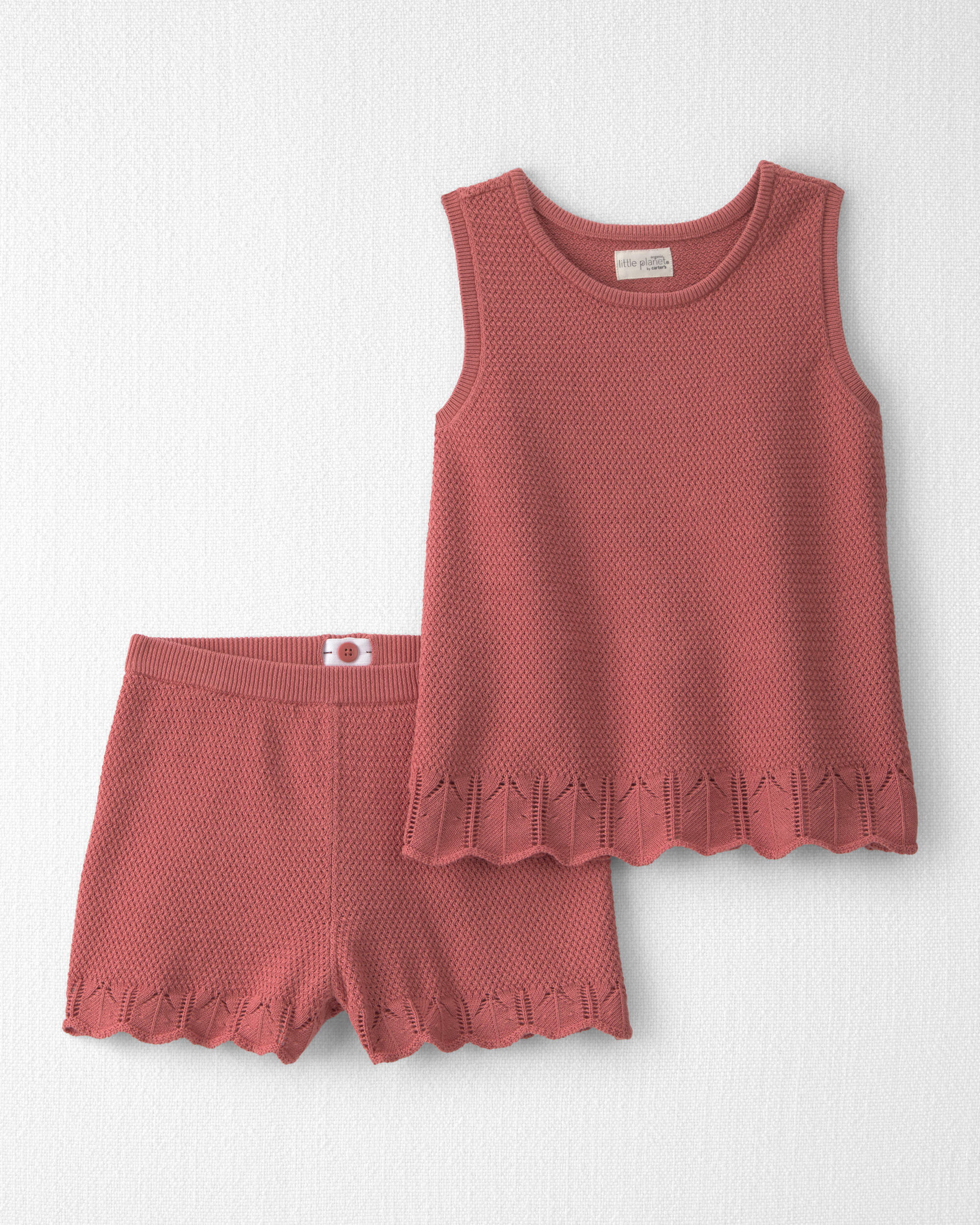 Girls 2-Piece Organic Cotton Knit Top & Short Set