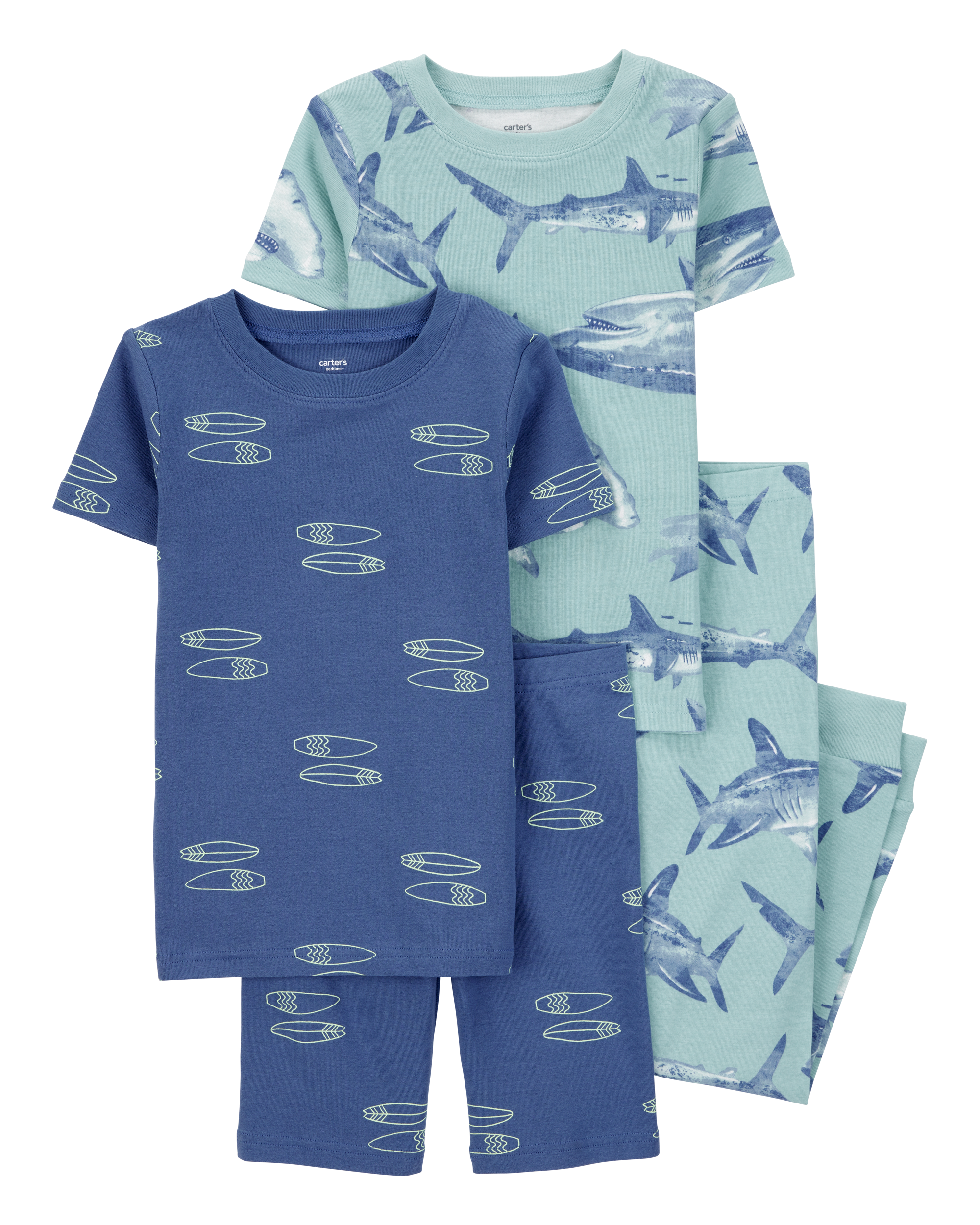 Kid 4-Piece Shark Surfboard 100% Snug Fit Cotton Pyjamas