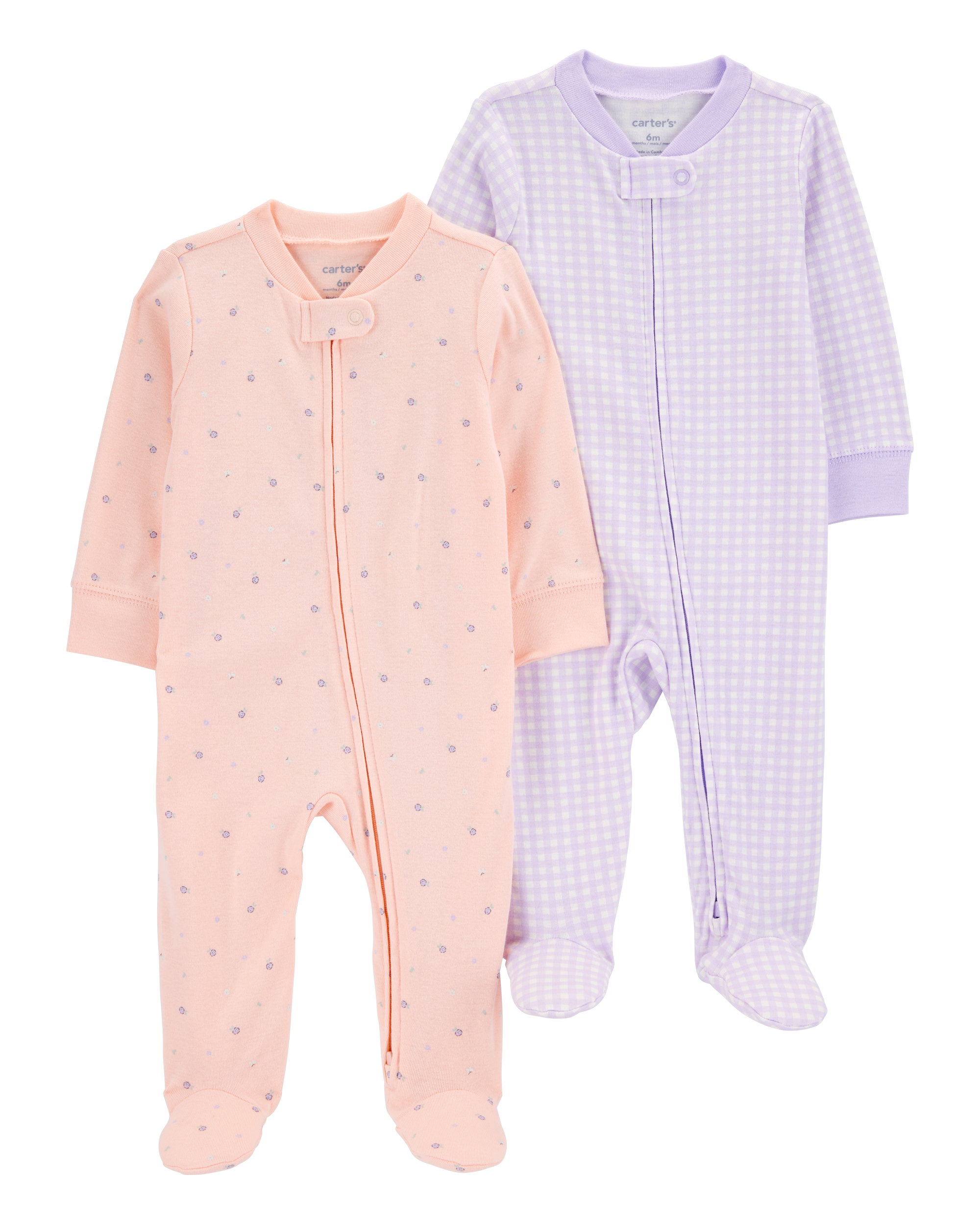 Baby 2-Pack Print 2-Way Zip Cotton Sleeper Pyjamas