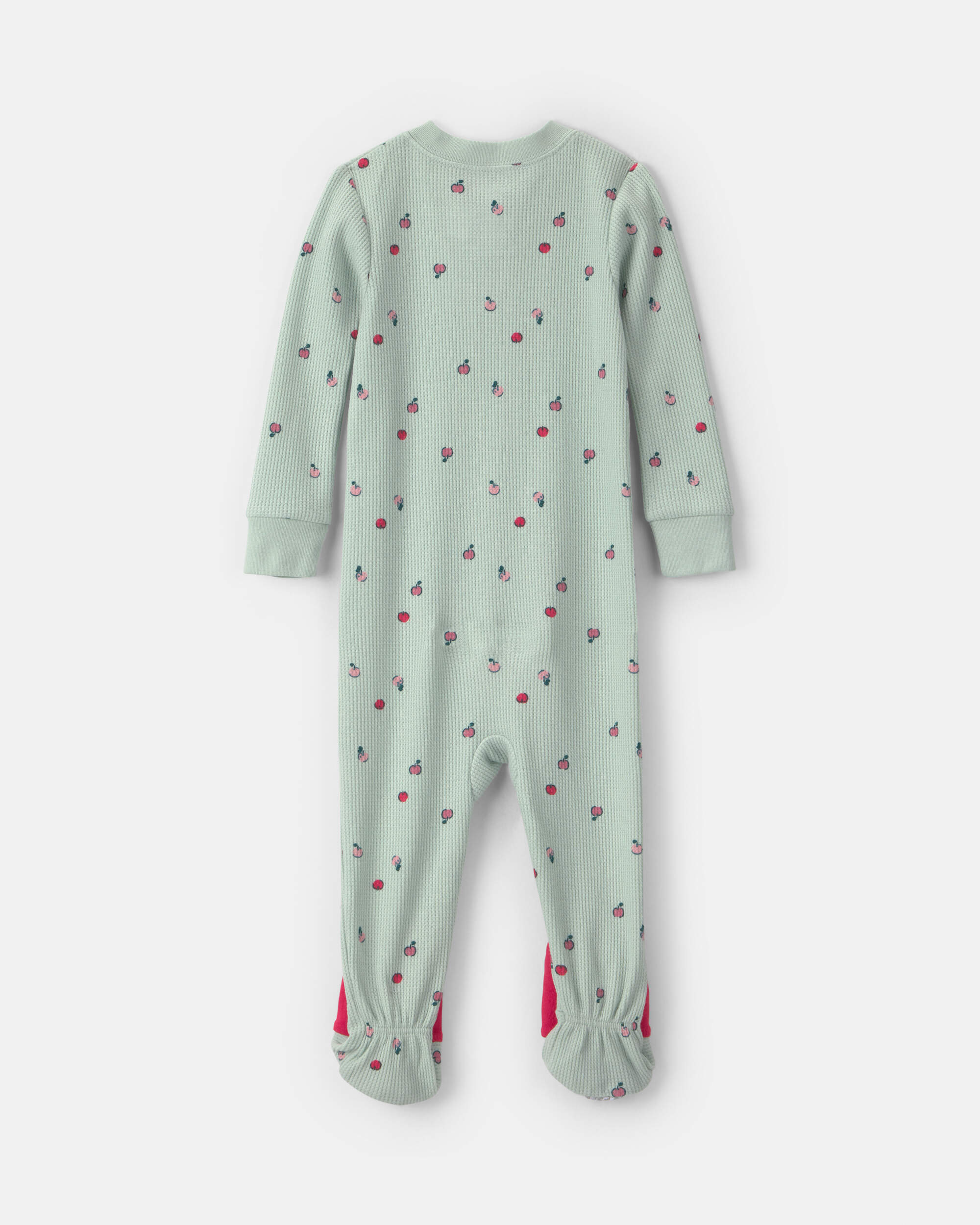 Baby Girl 1-Piece Apple Thermal Snug Fit Footed Pyjama - Green