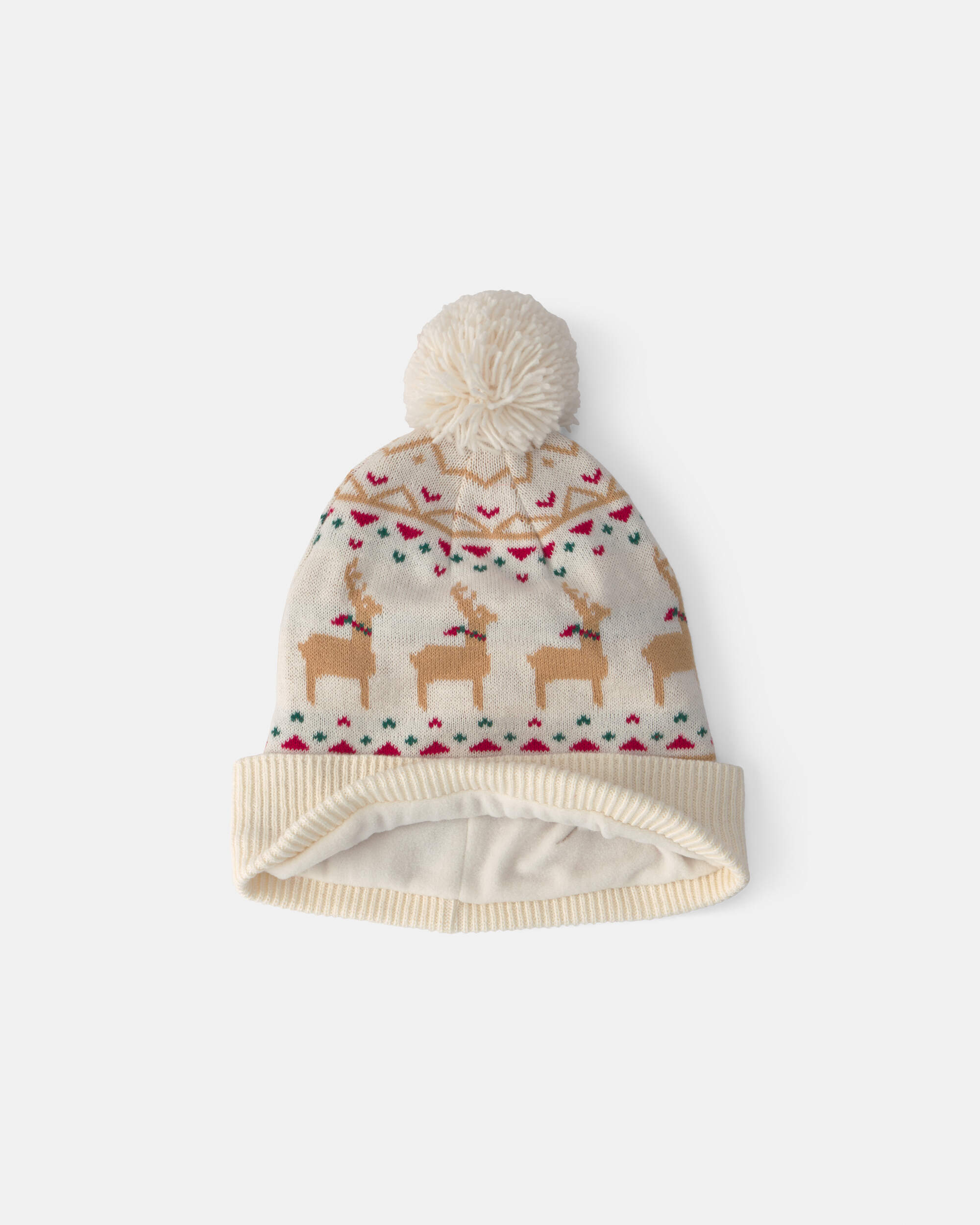 Kids 2-Piece Fair Isle Christmas Beanie & Glove Set - Cream