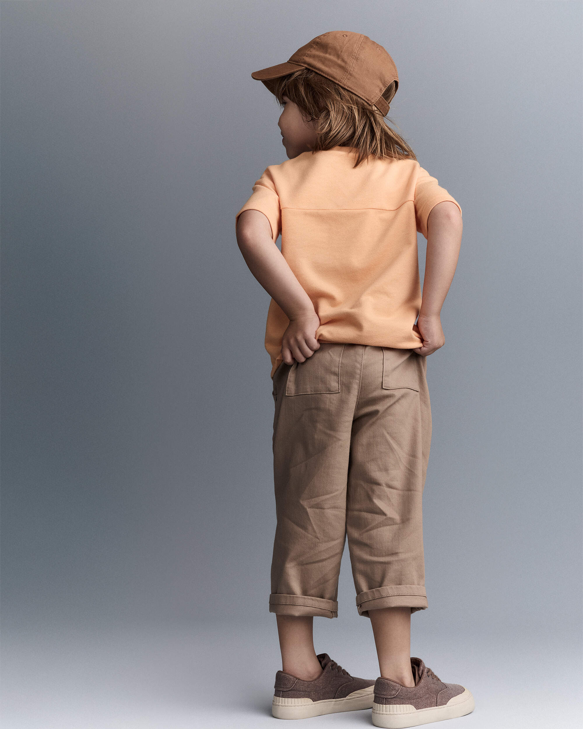 Toddler Boy Short-Sleeve Yoke Tee - Light Orange