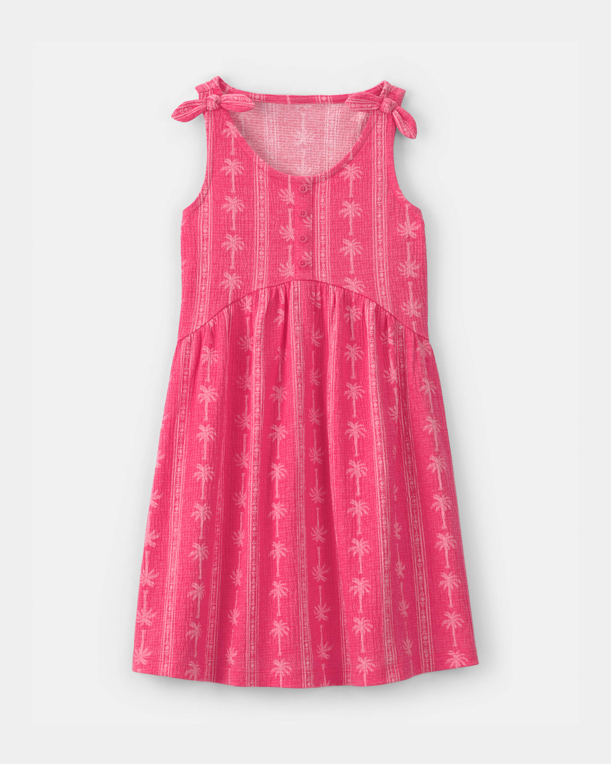 Girls Palm Tree Tank Dress - Pink