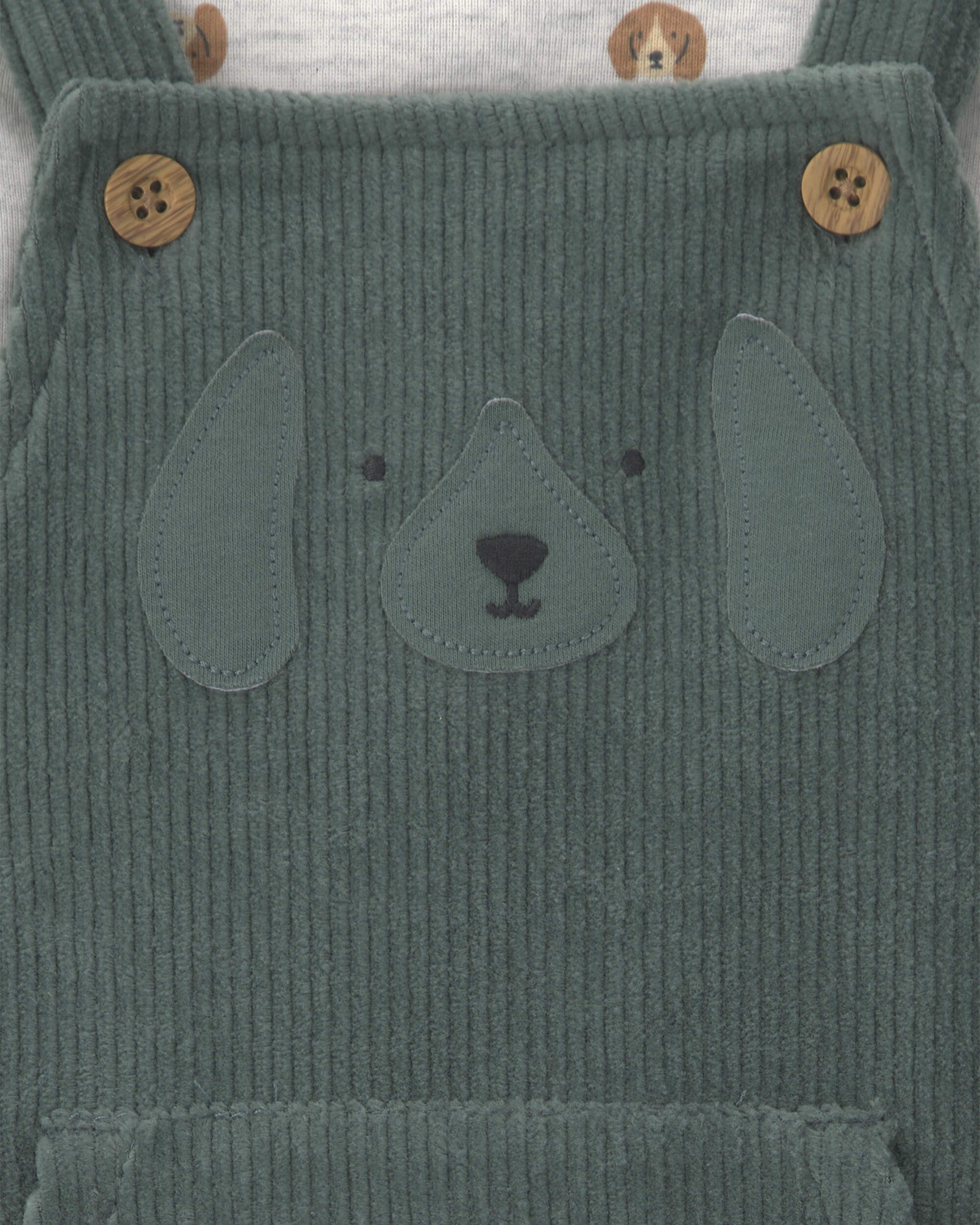 Baby Boy 2-Piece Dog Long-Sleeve Overall Set - Green/Gray