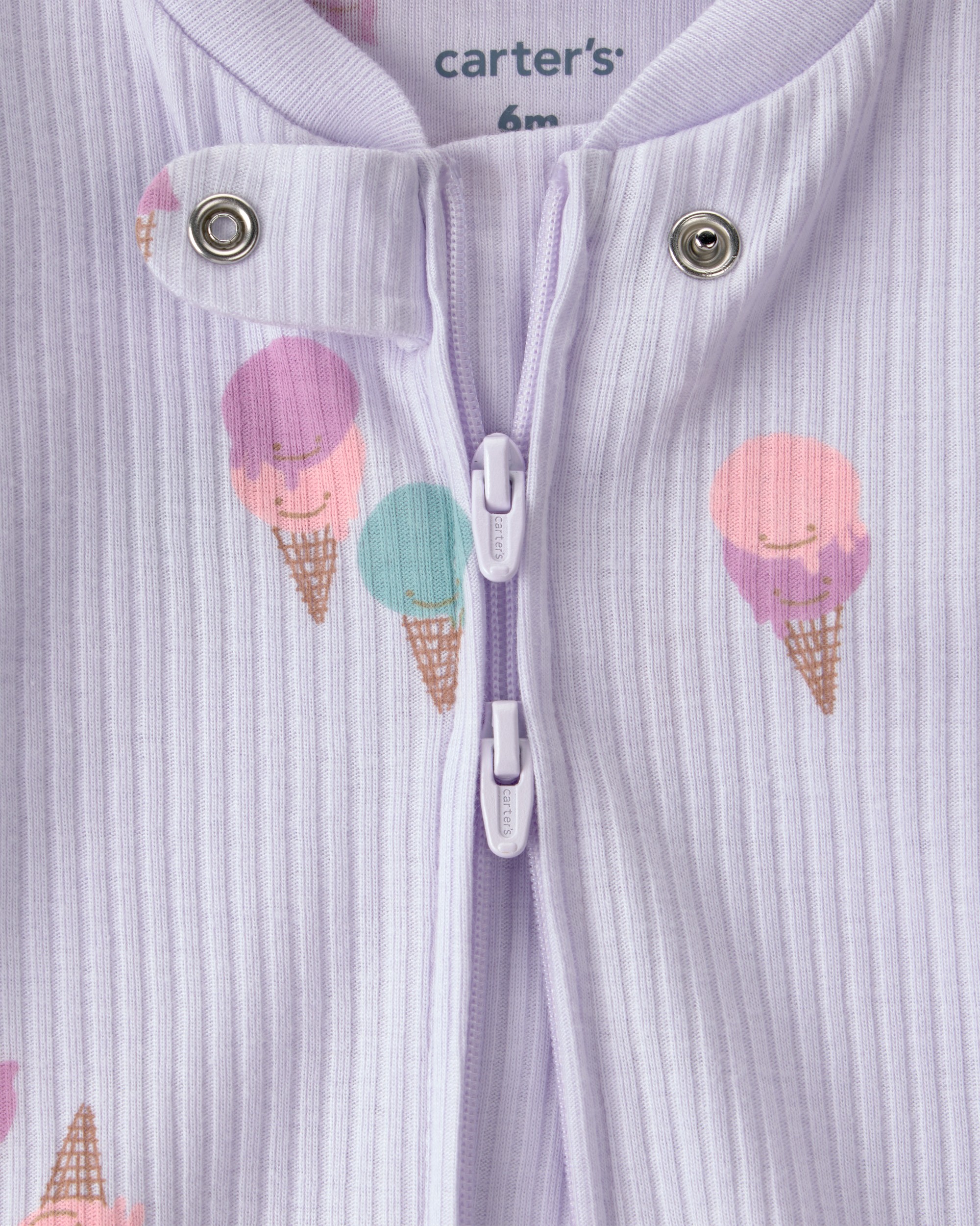 Baby Girl Ice Cream 2-Way Zip Sleeper - Purple