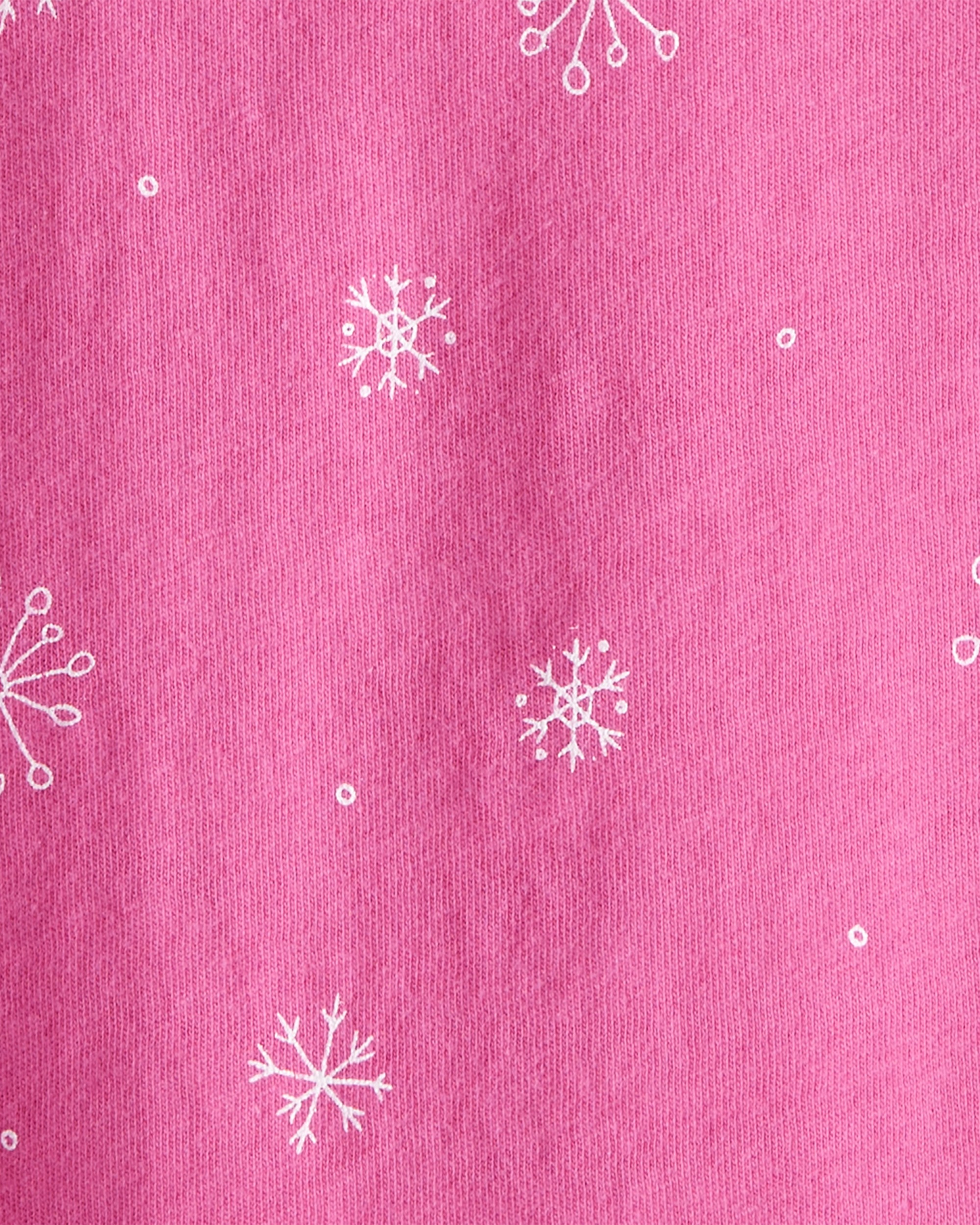 Baby Girl Snowflake Print Long-Sleeve Pocket Tee - Pink