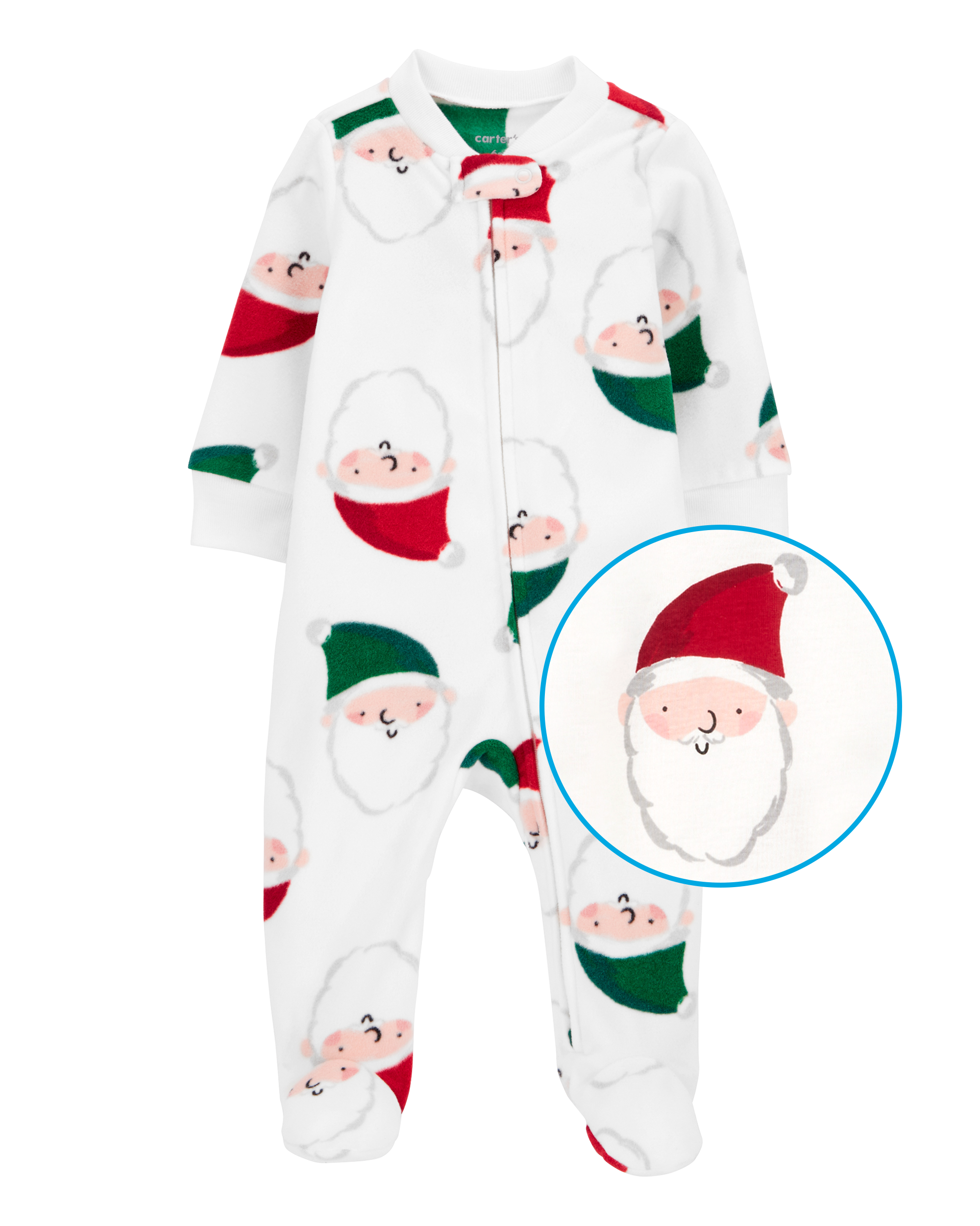 Baby Santa Zip Up Fleece Sleeper Pyjamas