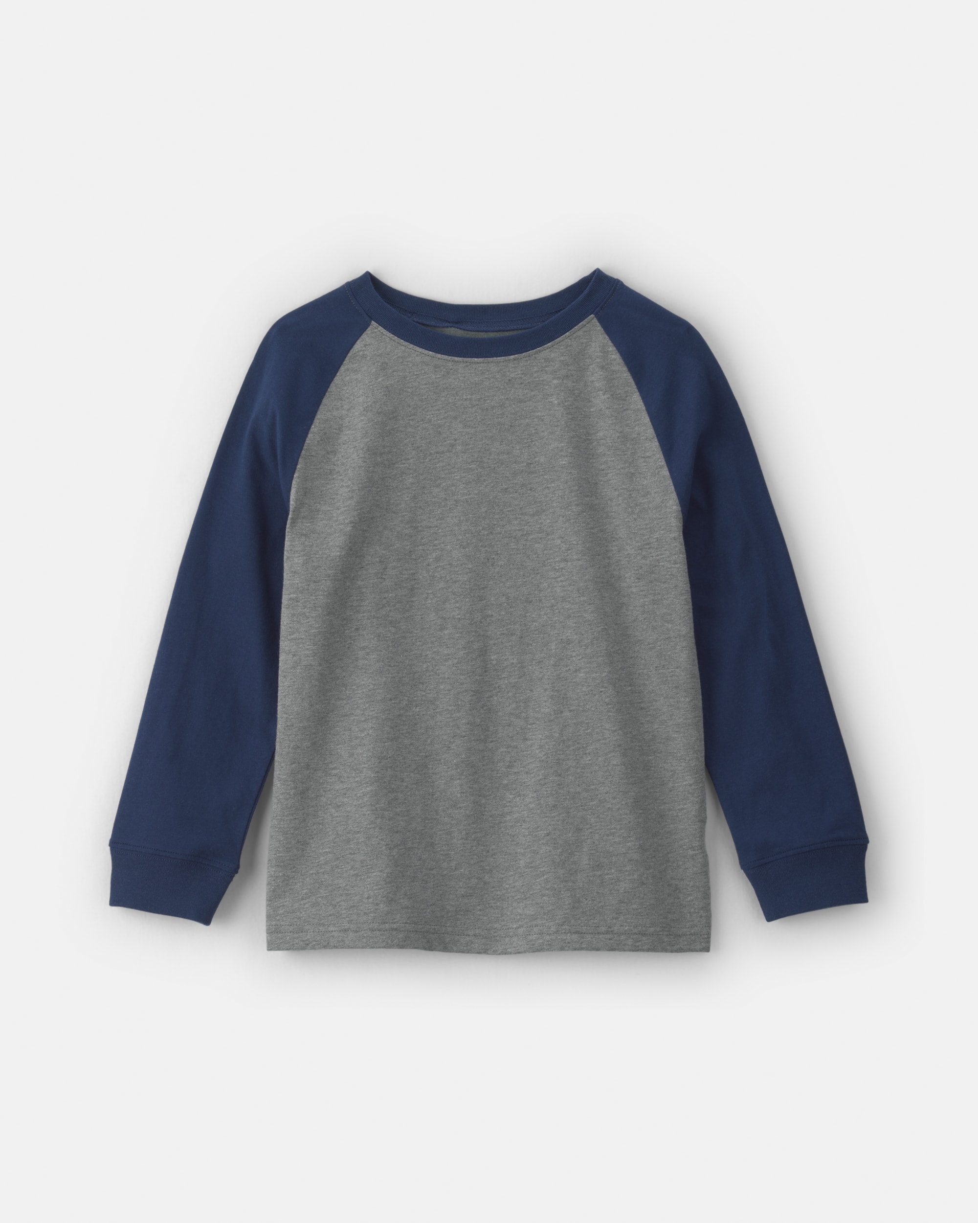 Boys Color Block Long-Sleeve T-Shirt - Grey/Navy Blue