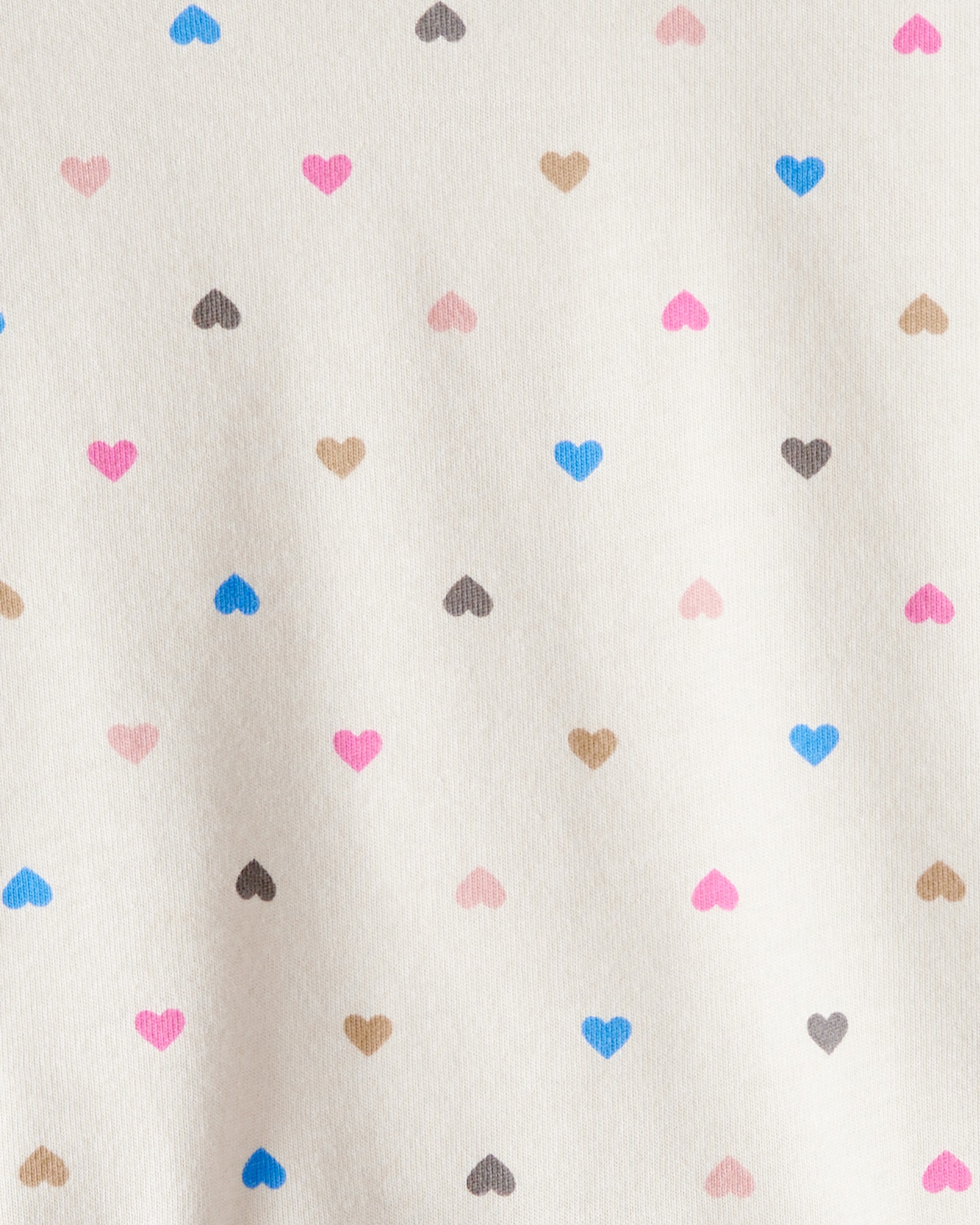 Baby Girl Heart Print Long-Sleeve Peplum Top - Cream