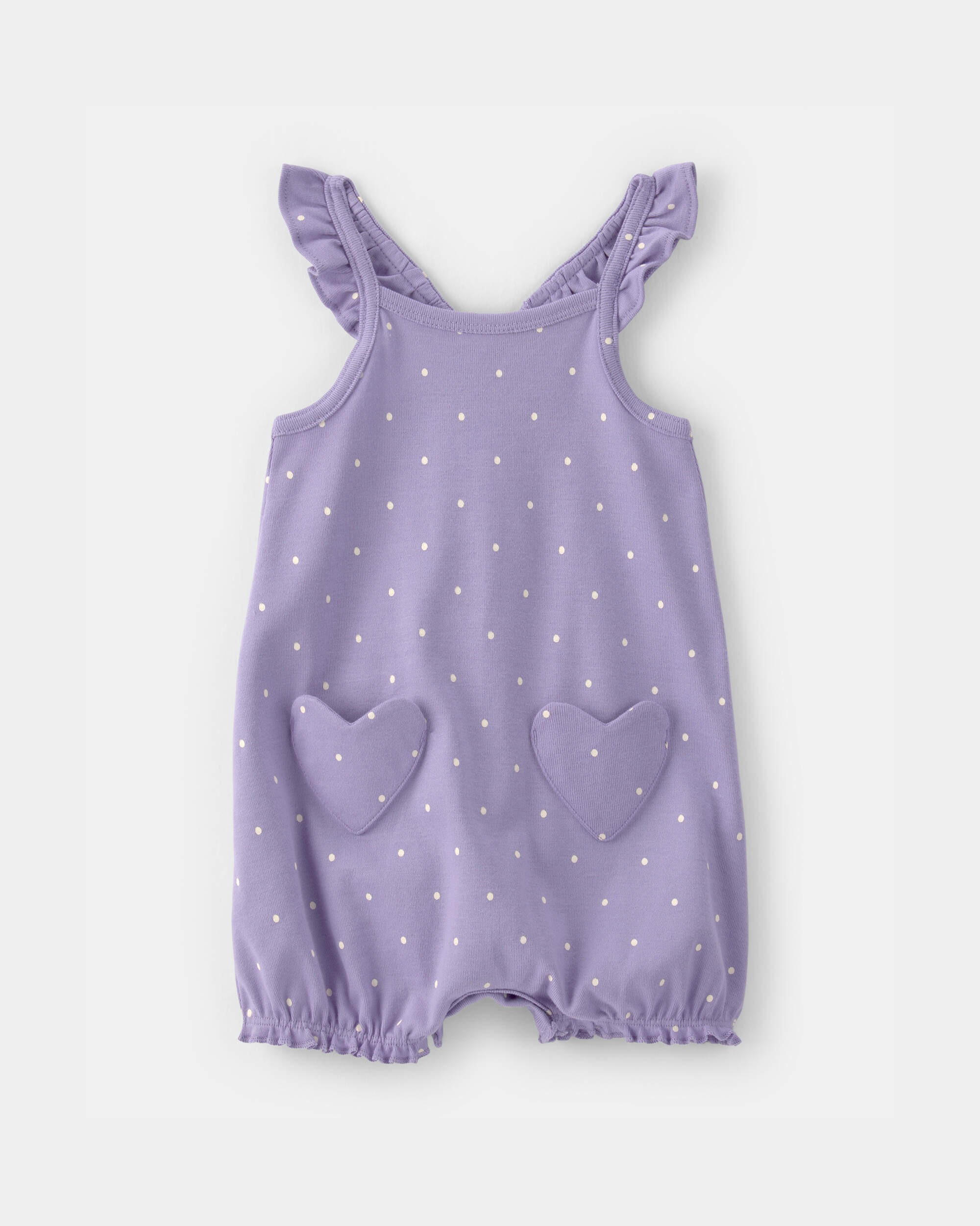 Baby Girl Polka Dots Sleeveless Romper - Purple