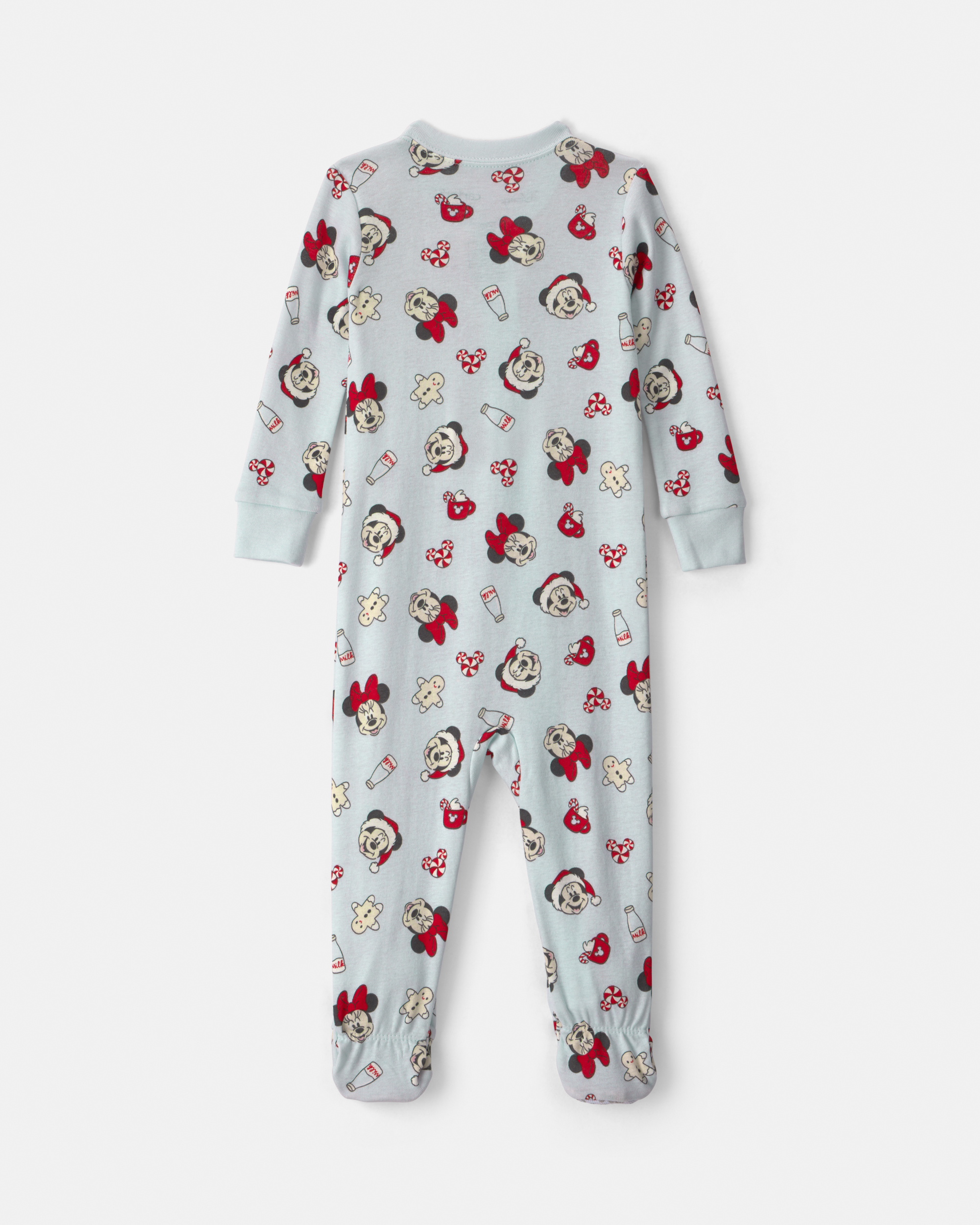 Baby 1-Piece Disney Mickey Mouse Christmas 100% Cotton Snug Fit Footed Pyjama - Blue