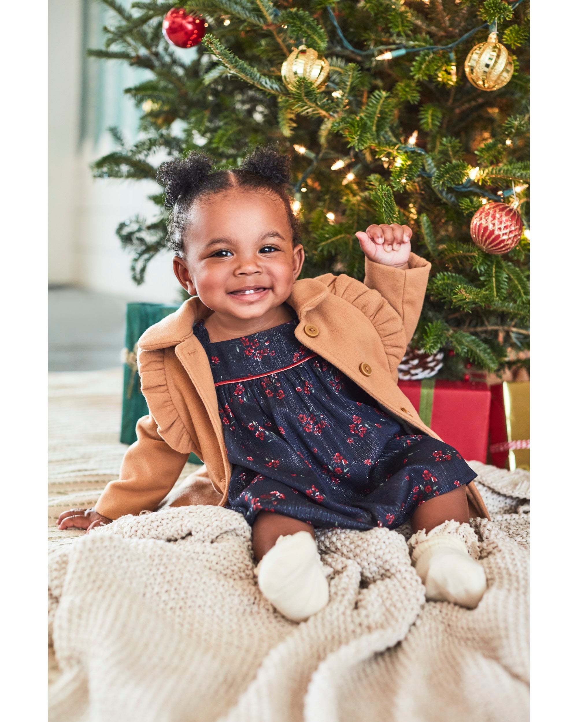 Knee Length Ruffle Pea Coat