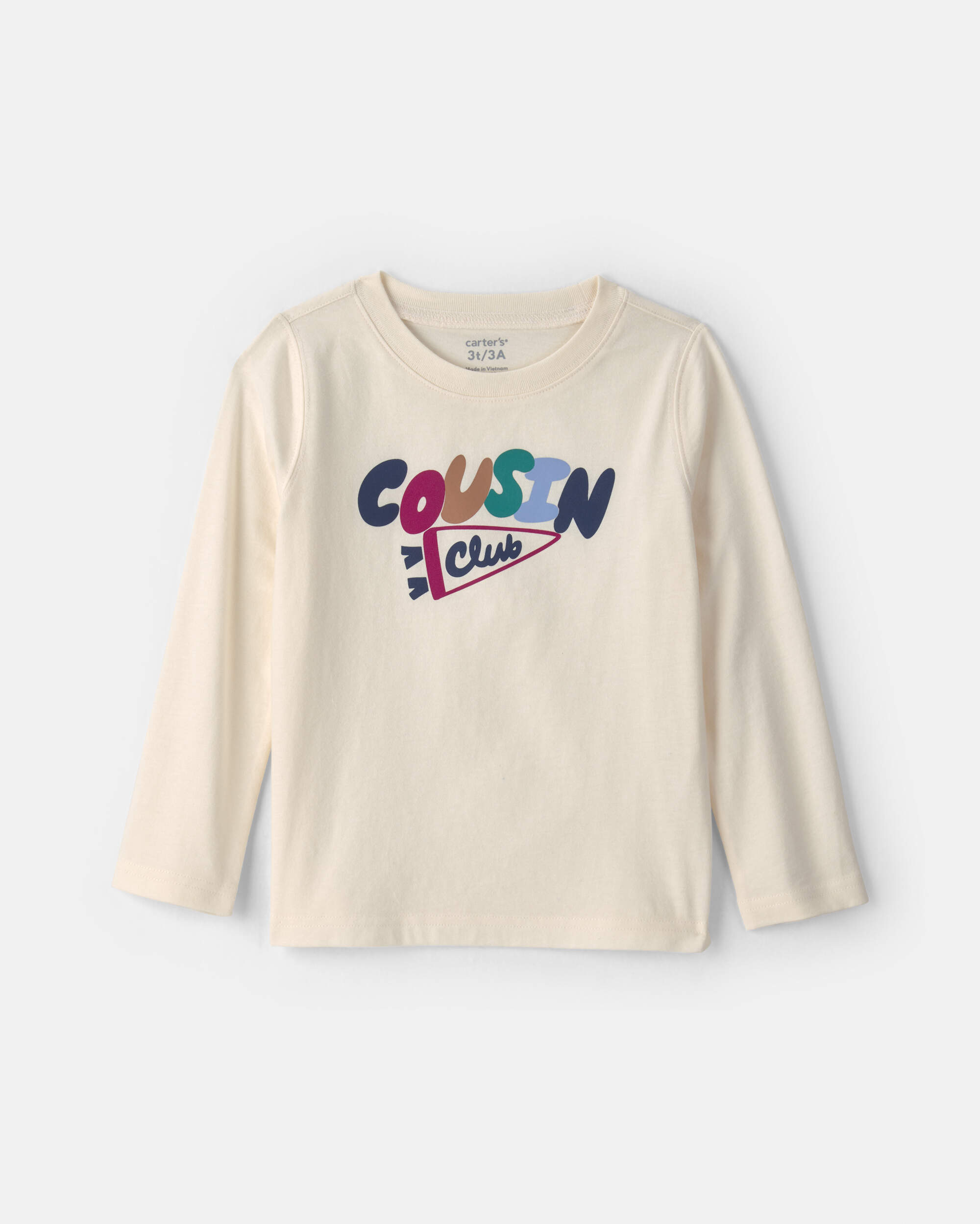 Toddler 'Cousin Club' Long-Sleeve Graphic Tee - Cream