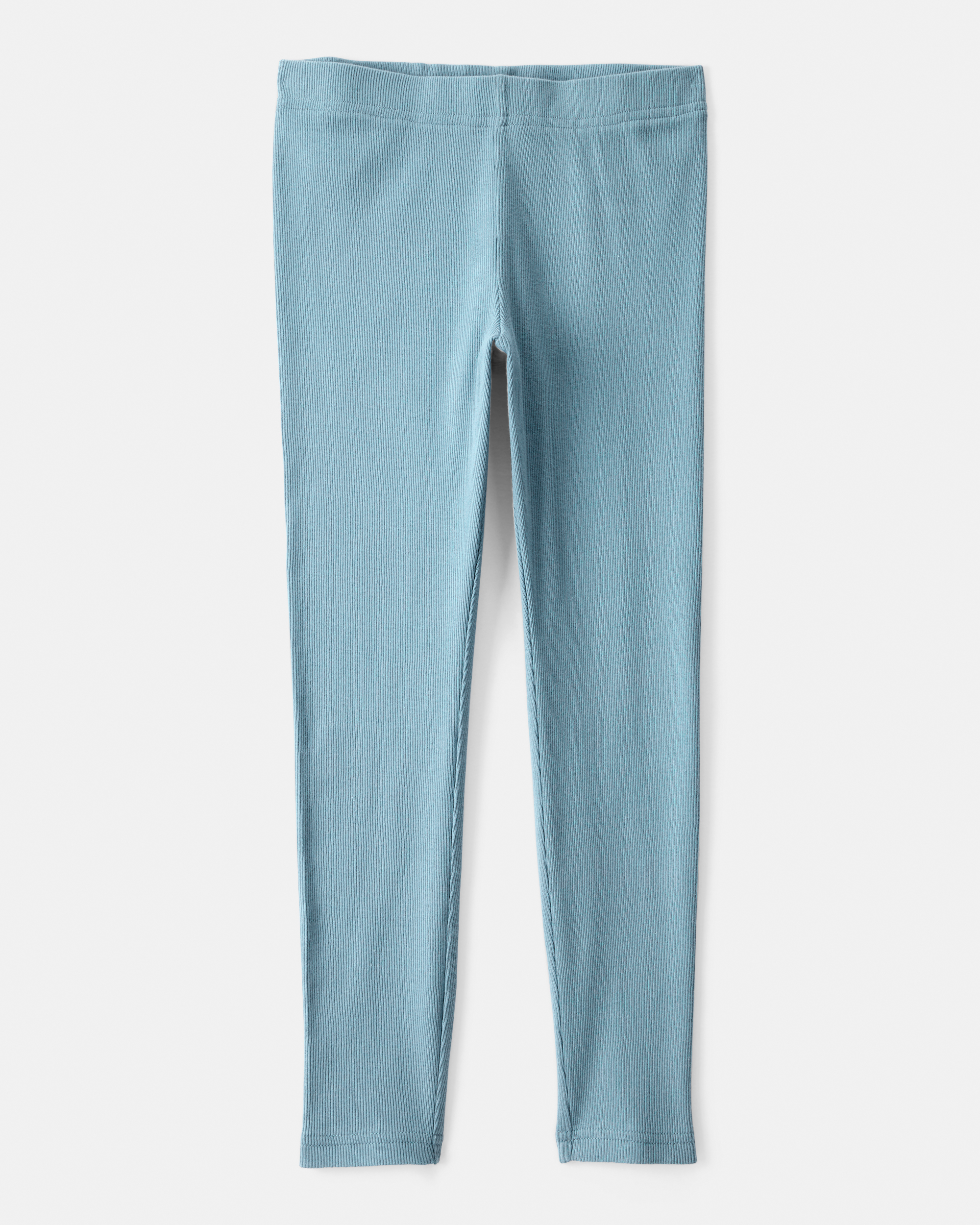 Girls Floral 100% Cotton Pull-On Stretch Leggings - Blue