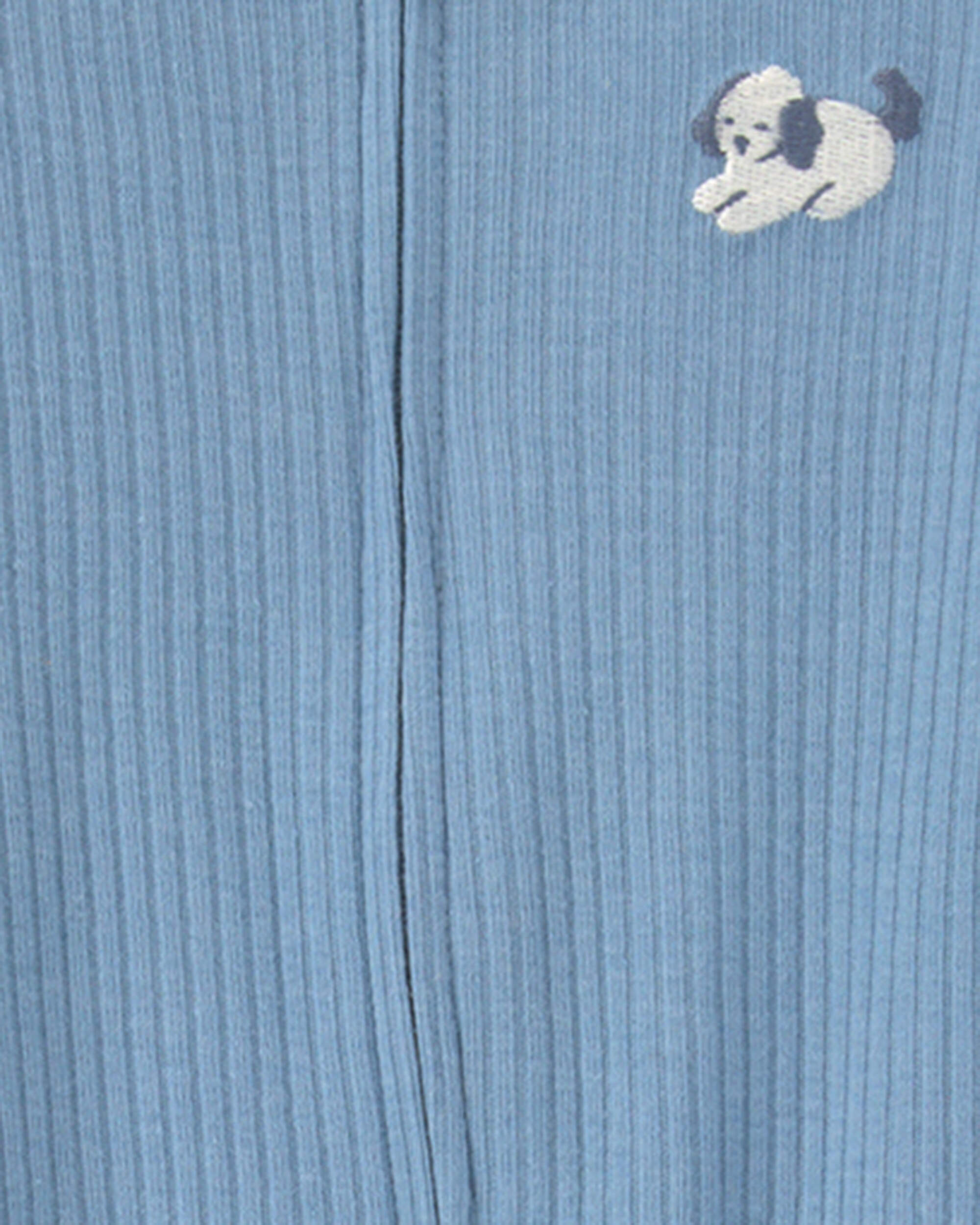 Baby Puppy Cotton 2-Way Zip Sleeper - Blue