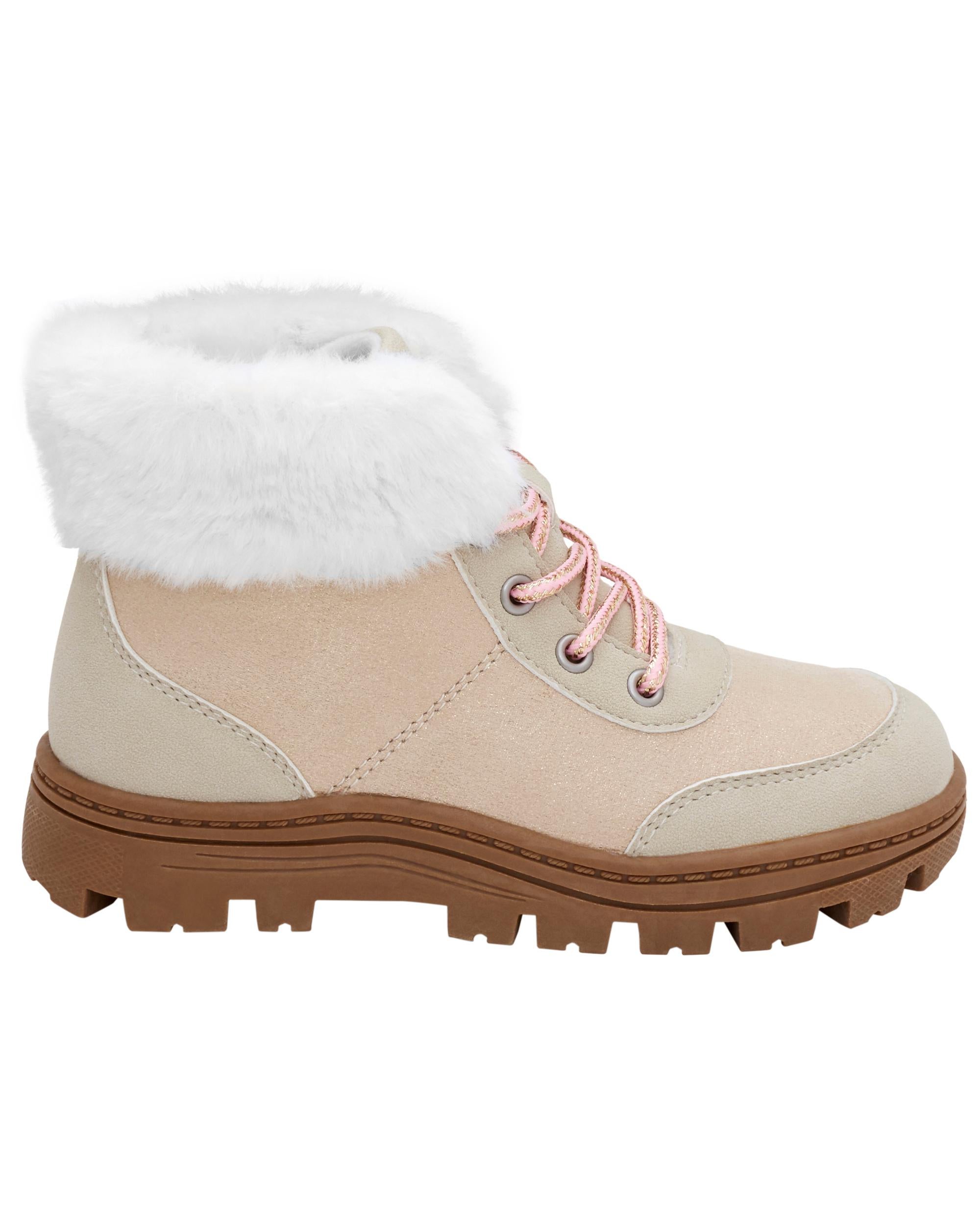 Lace up faux fur boots sale