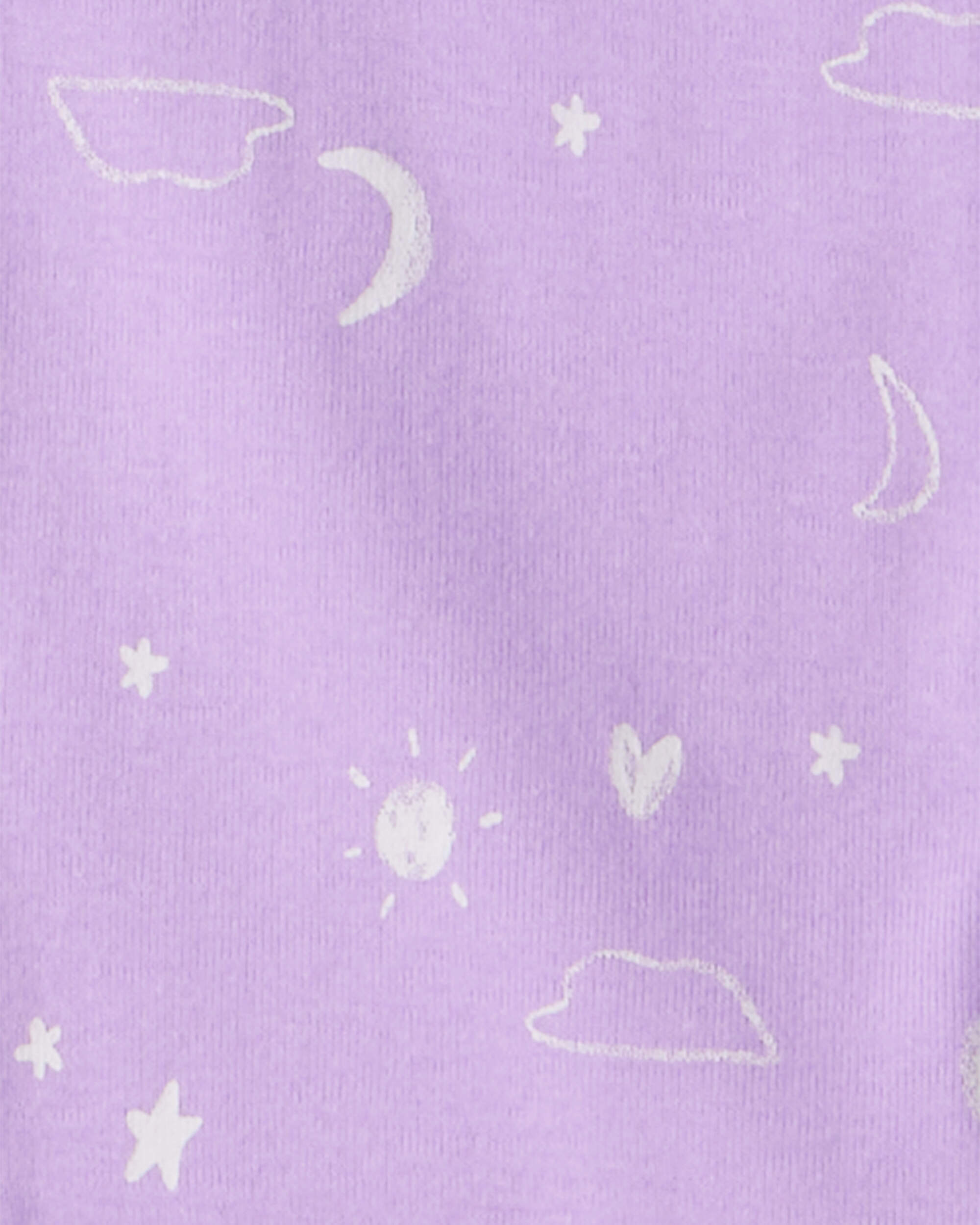 Girls Unicorn Print 100% Cotton Long-Sleeve 4-Piece Pyjamas - Purple