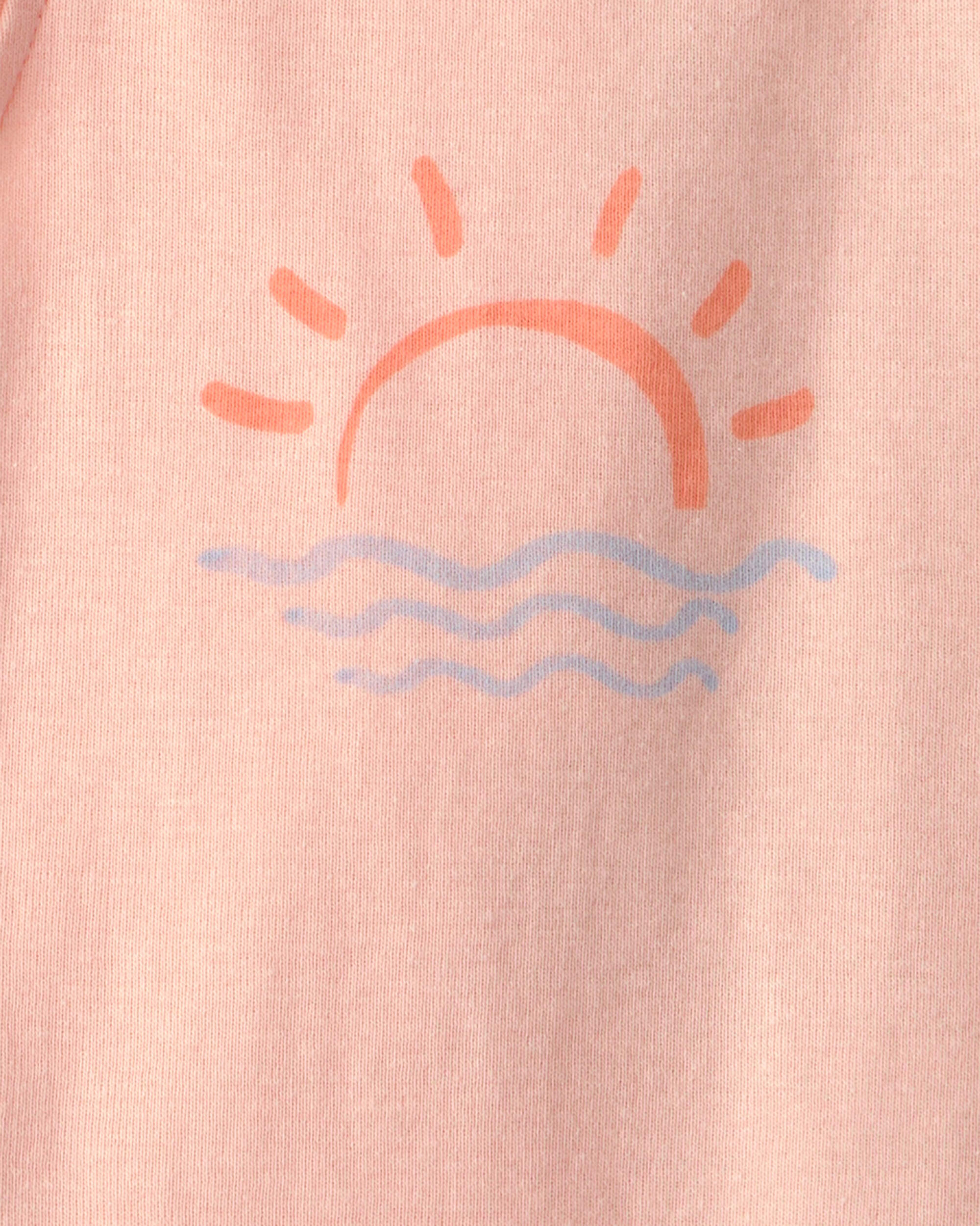 Baby Girl 3-Pack Beach Flutter-Sleeve Multipack Bodysuits - Orange/Blue/Ivory