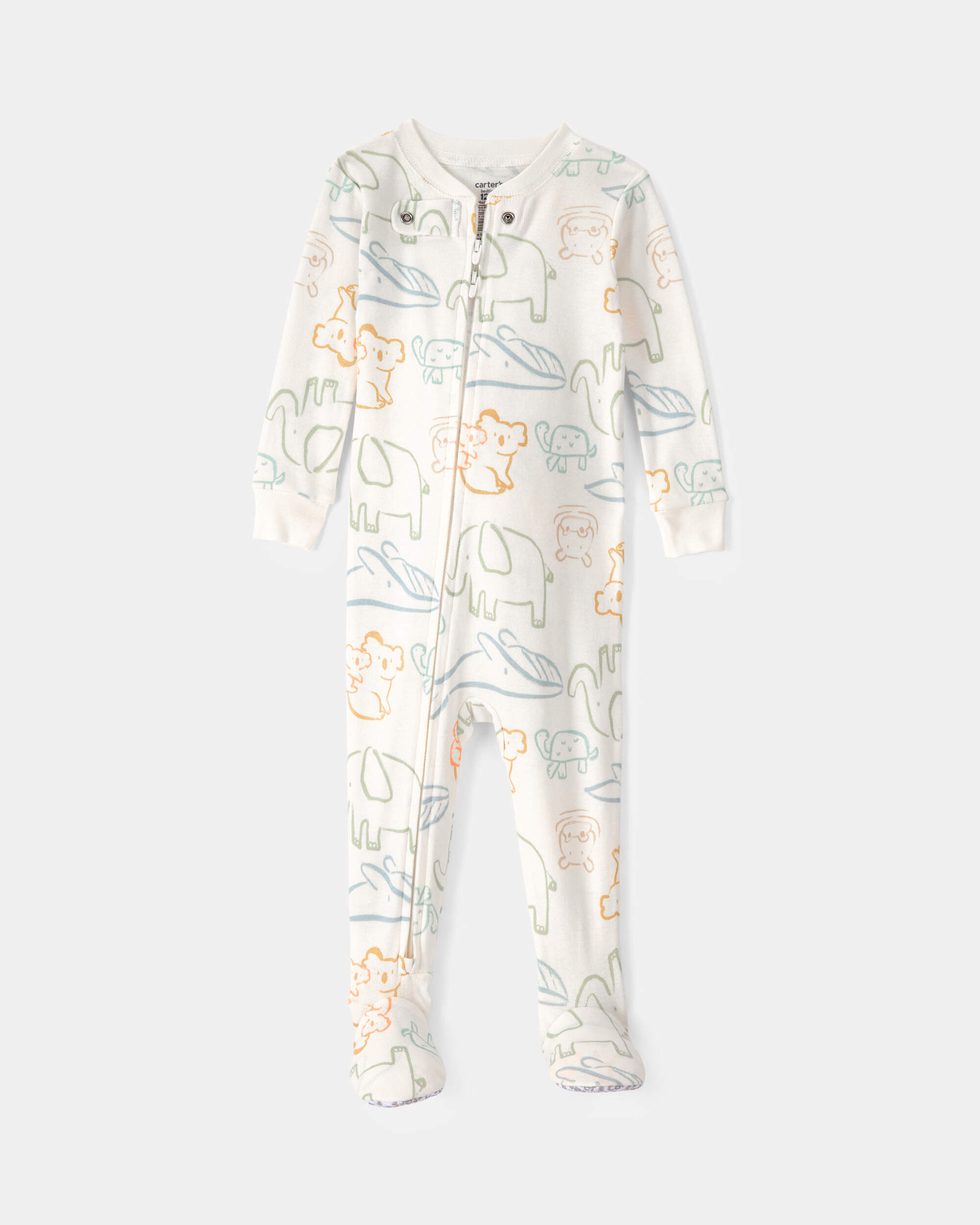 Baby Elephant 100% Cotton Snug Fit 1-Piece Pyjama Set - Ivory