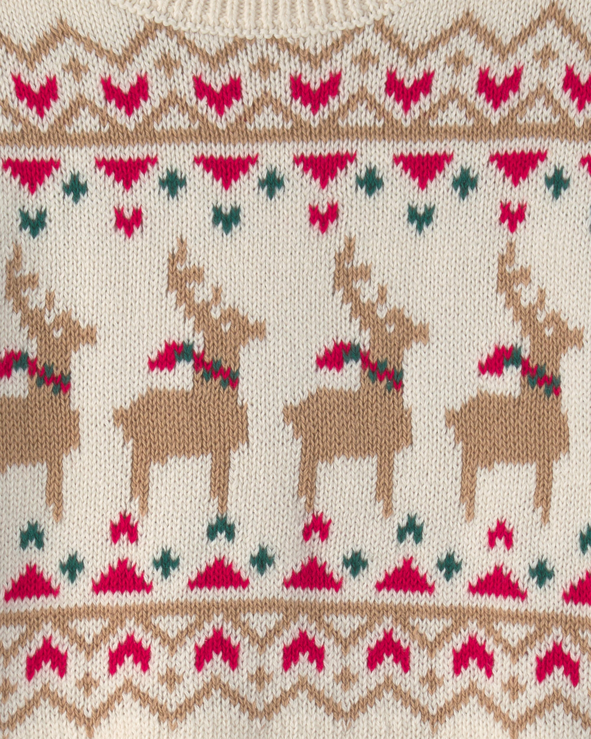 Toddler Girl Reindeer Fair Isle Sweater - Cream