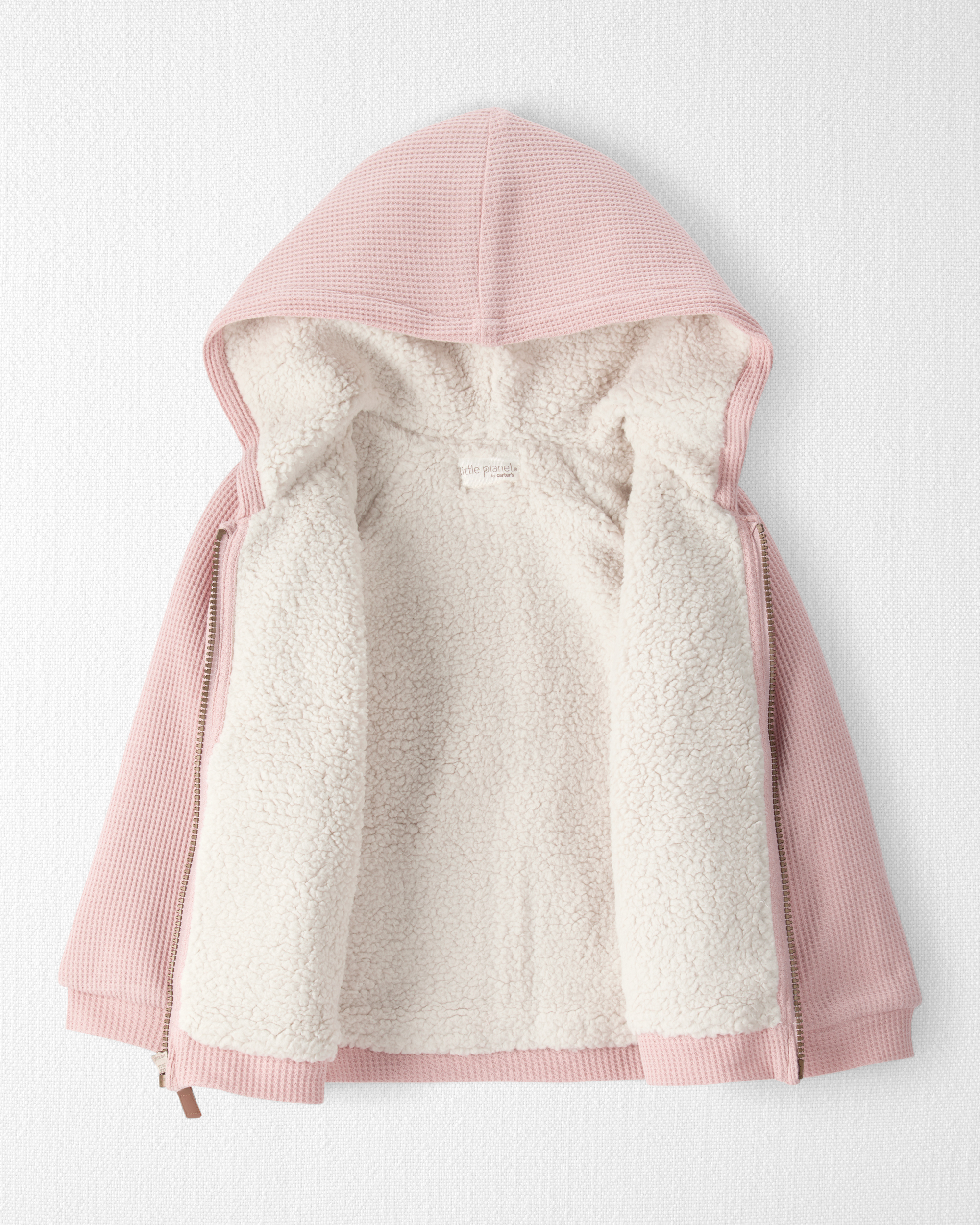 Toddler Girl Waffle Knit Hooded Jacket Made with Organic Cotton