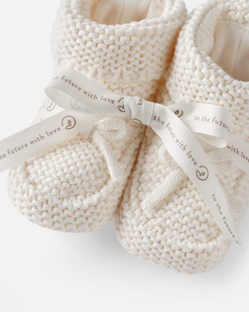Baby Organic Cotton Crochet Booties Cream
