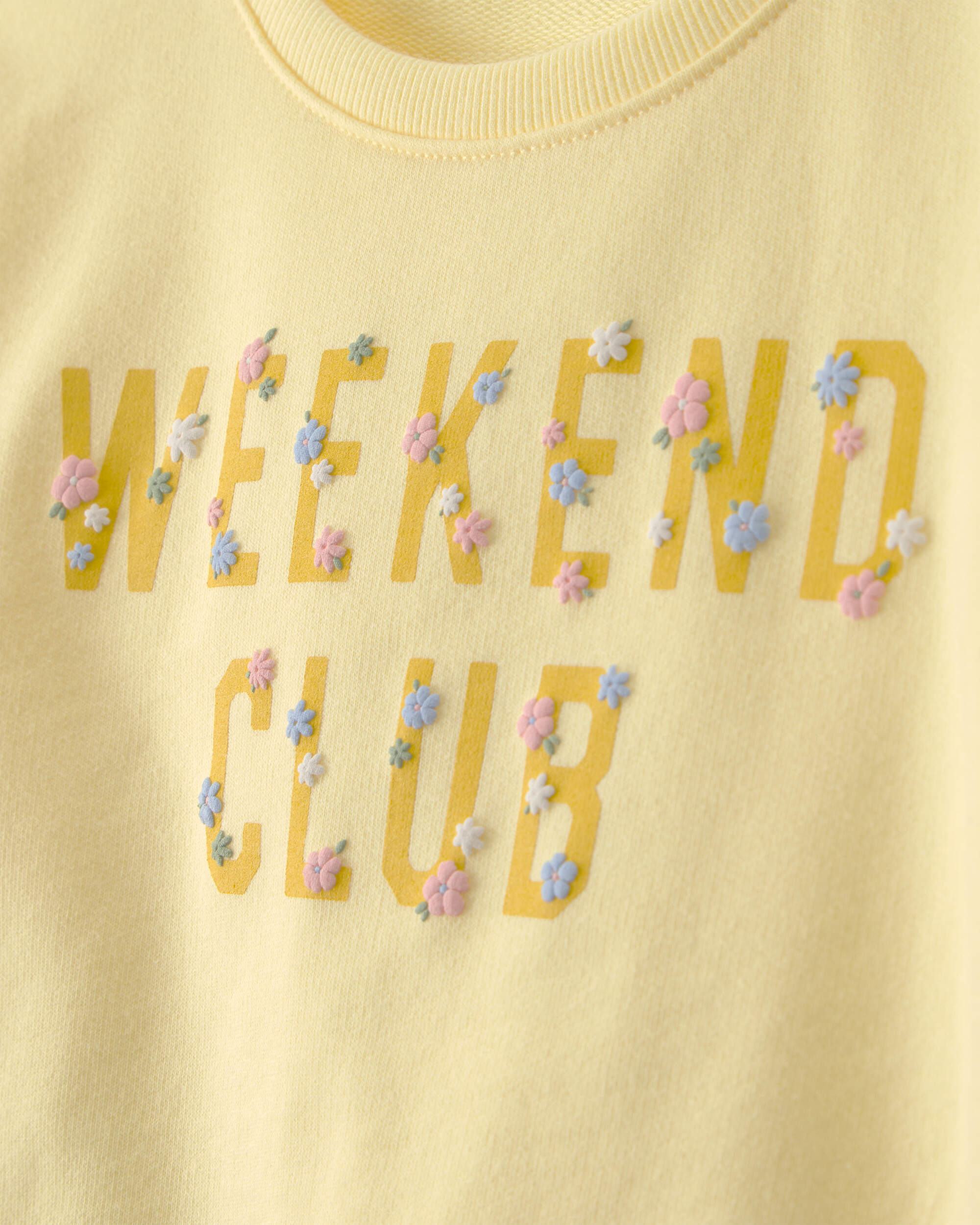 Girls 2-Piece Floral French Terry Top & Skirt Set - Yellow