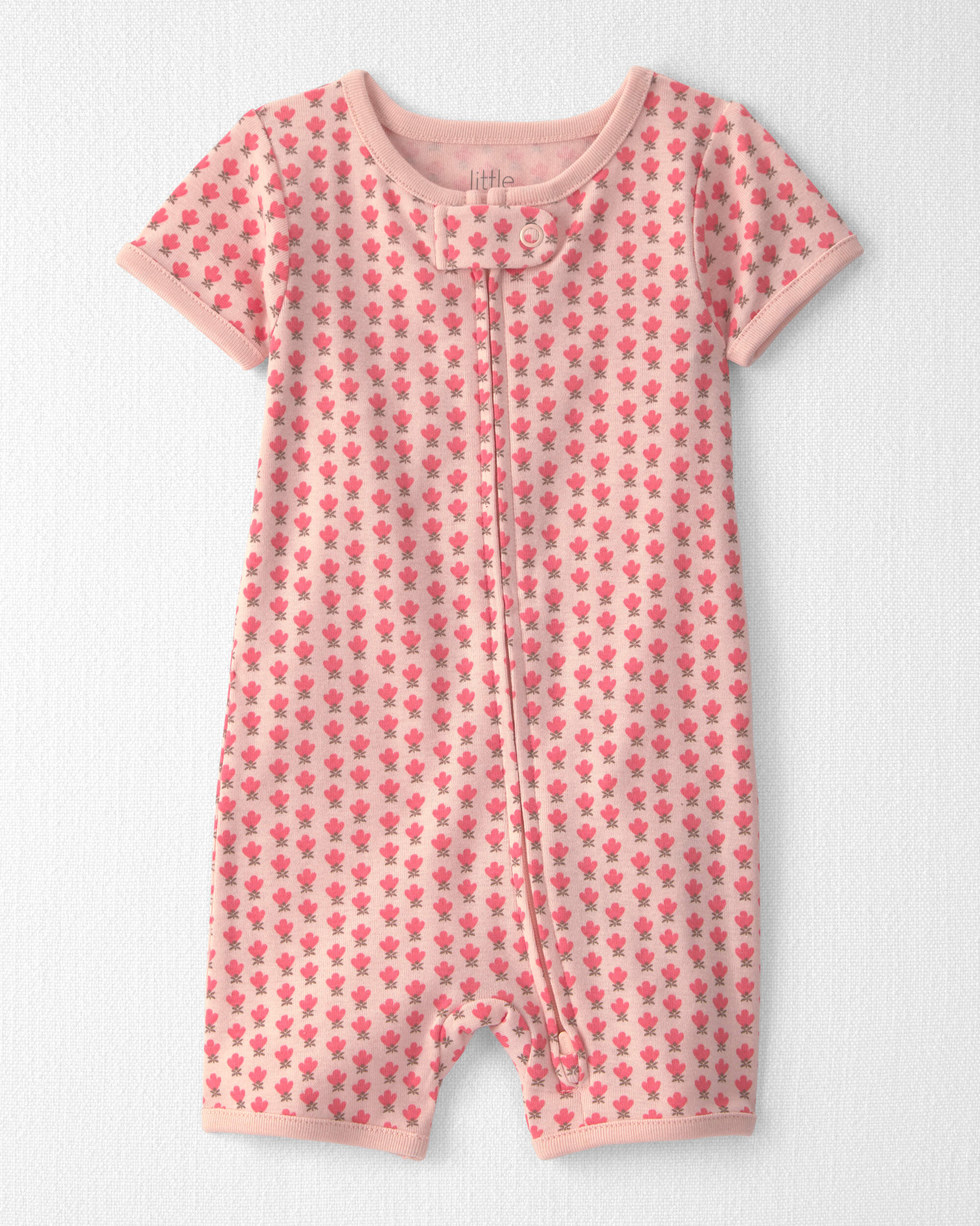 Baby Girl Organic Cotton 1-Piece Pyjama Pink Floral