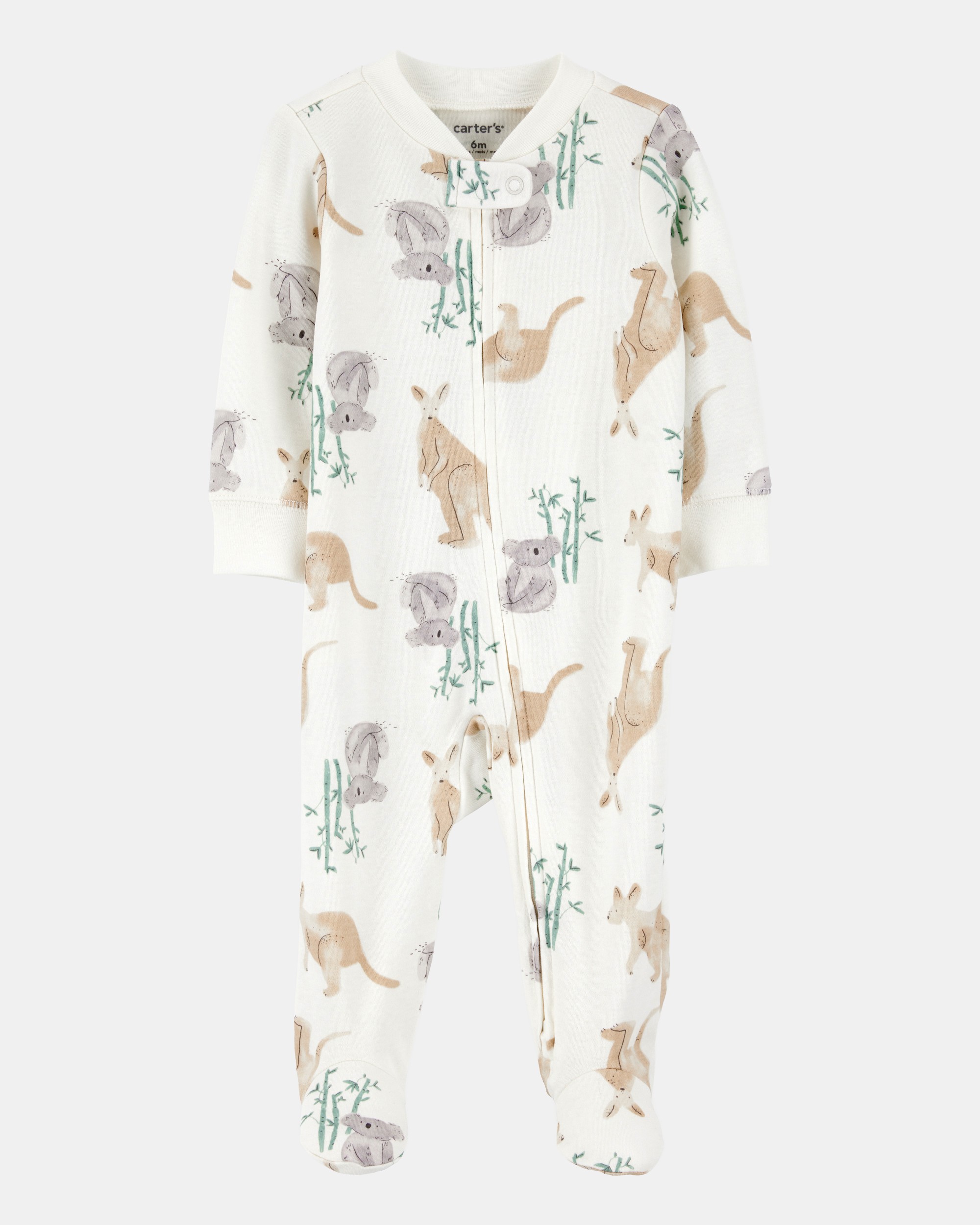 Baby Girl Kangaroo 2-Way Zip Cotton Sleeper Pyjamas