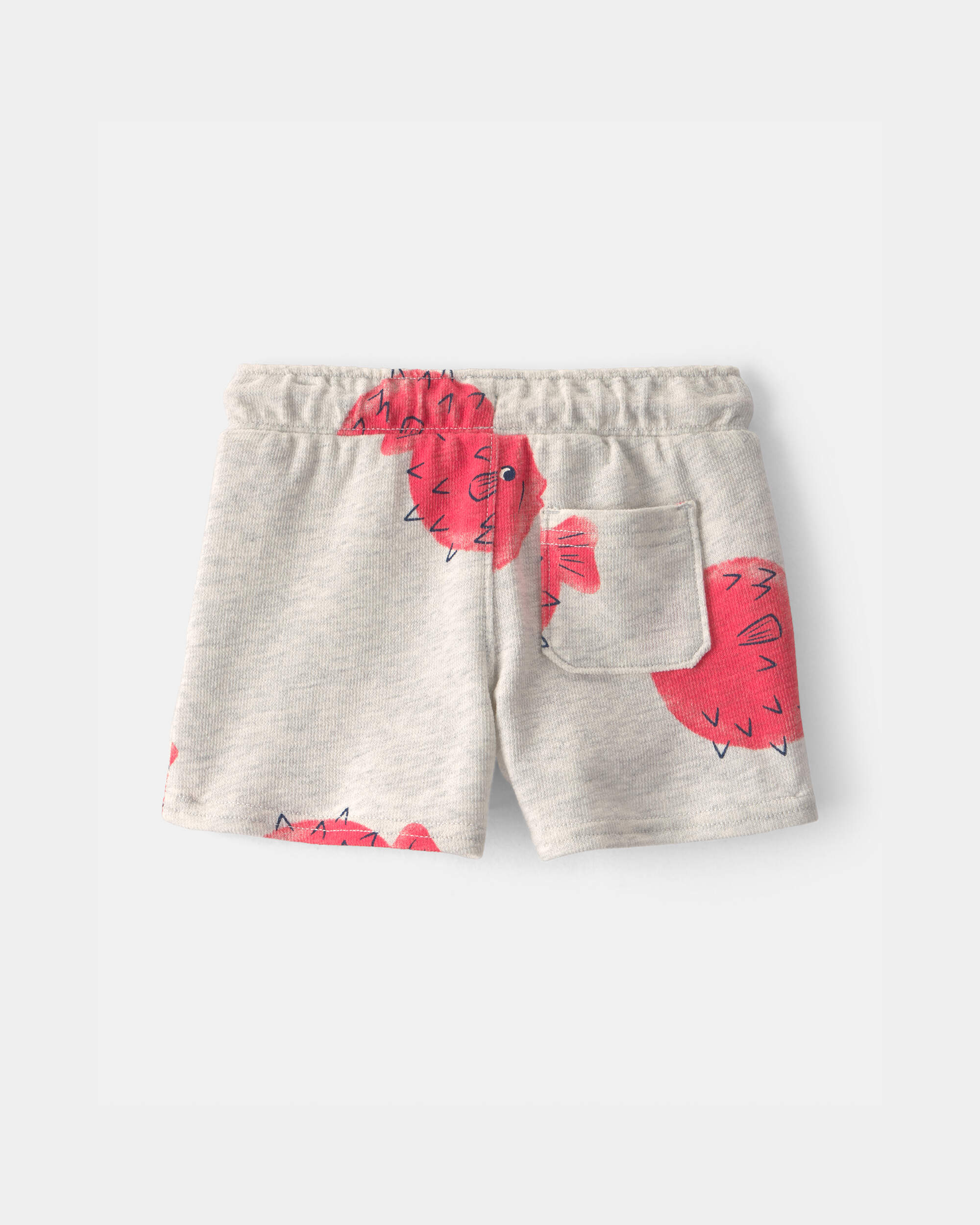 Baby Boy Pufferfish French Terry Shorts - Grey/Red