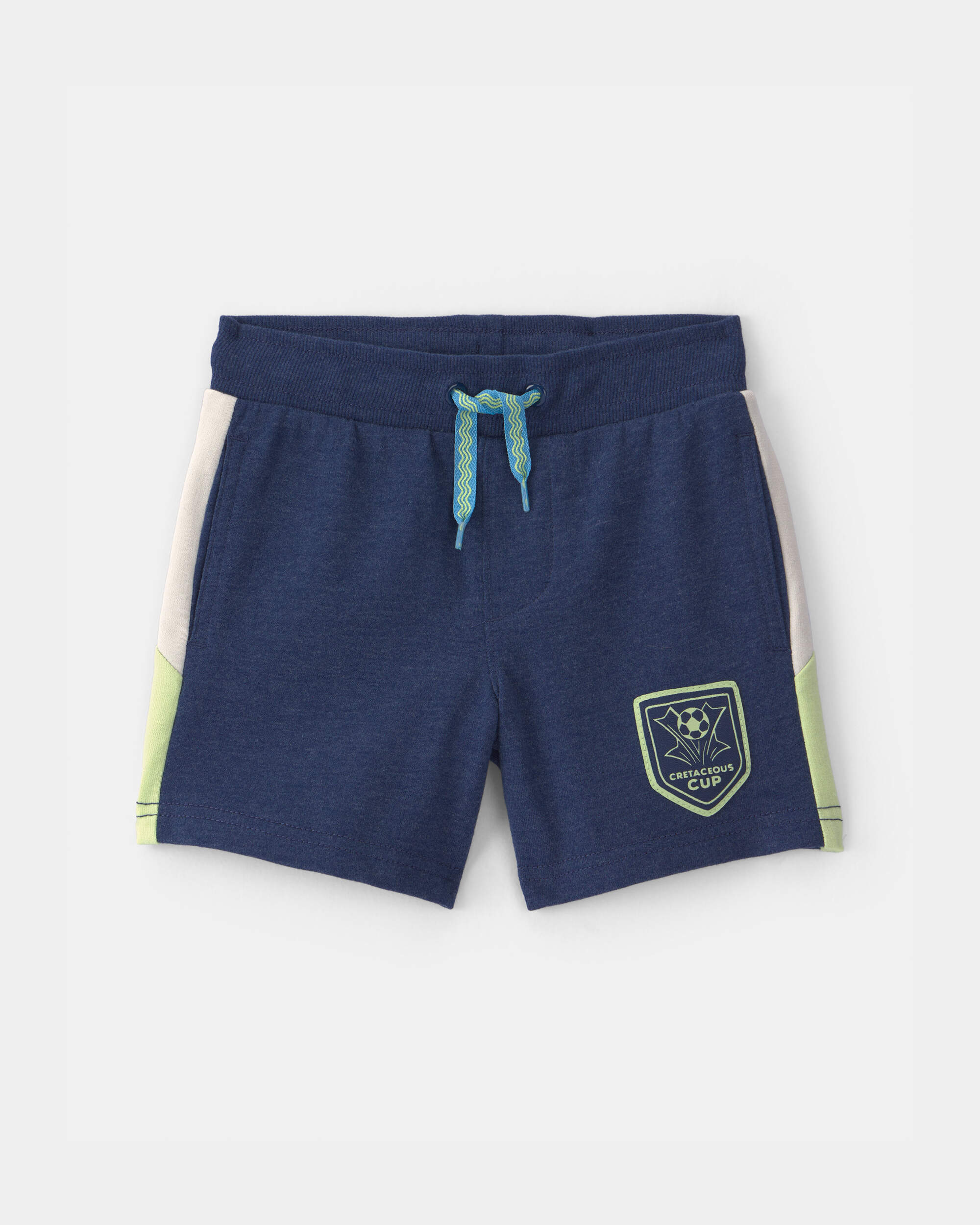 Toddler Boy Dinosaur Soccer French Terry Shorts - Navy Blue