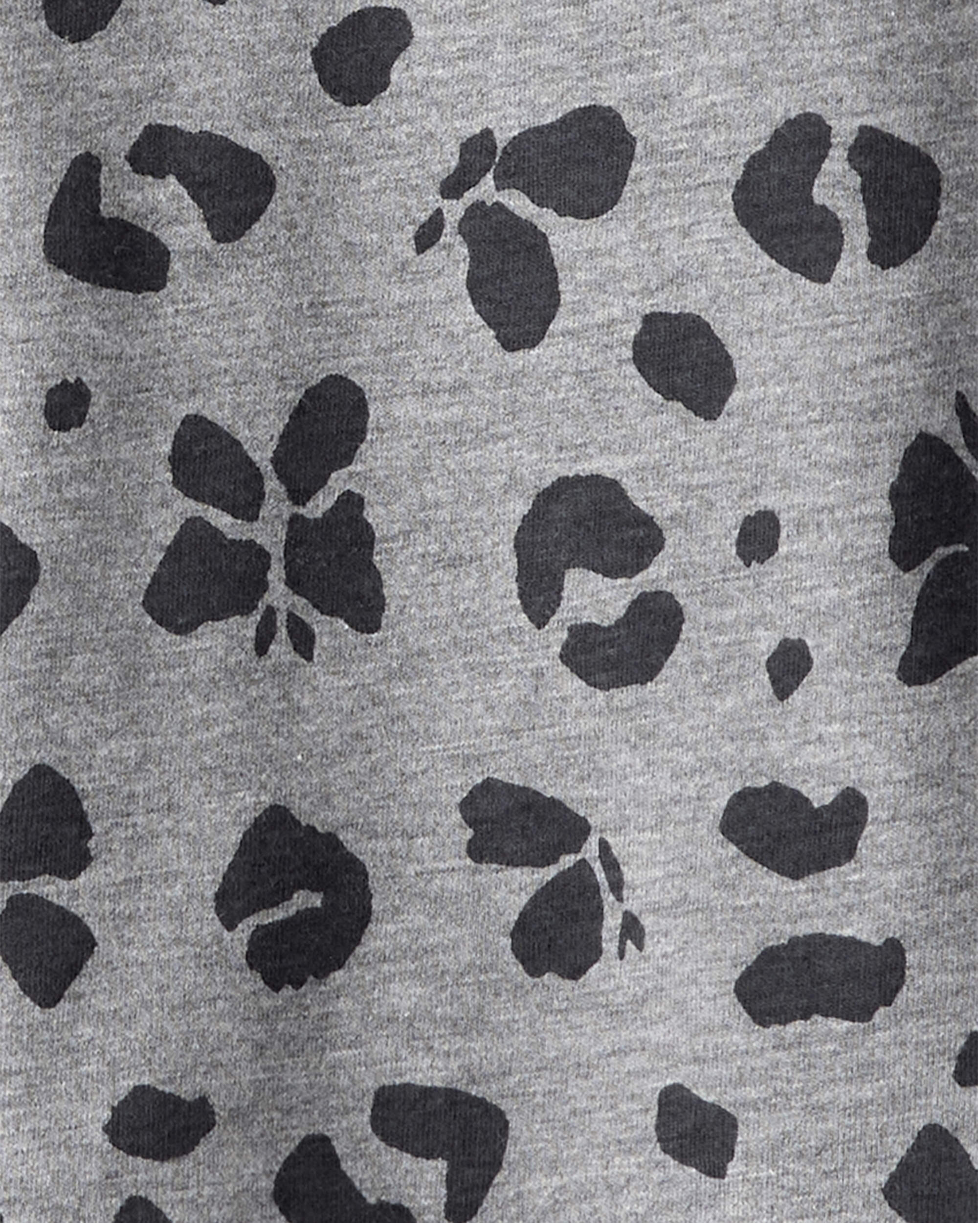 Girls Butterfly Leopard Pocket Tee - Grey