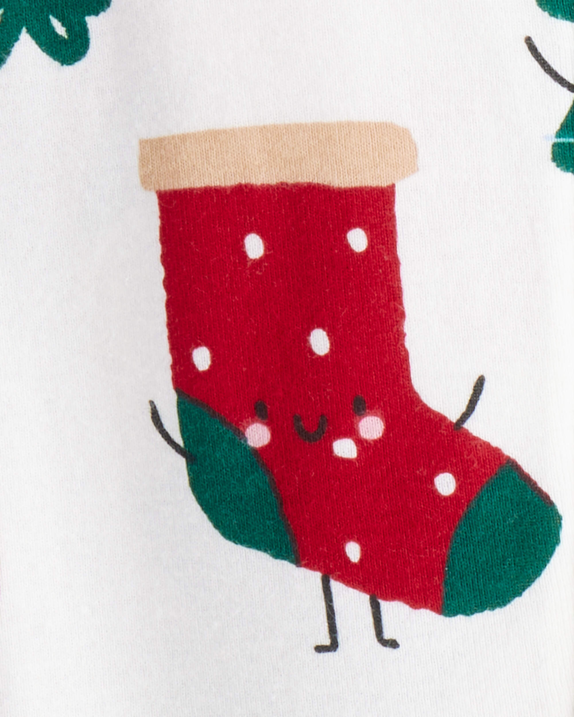 Toddler Christmas Print 100% Cotton Long-Sleeve 2-Way Zip 1-Piece pyjamas - White