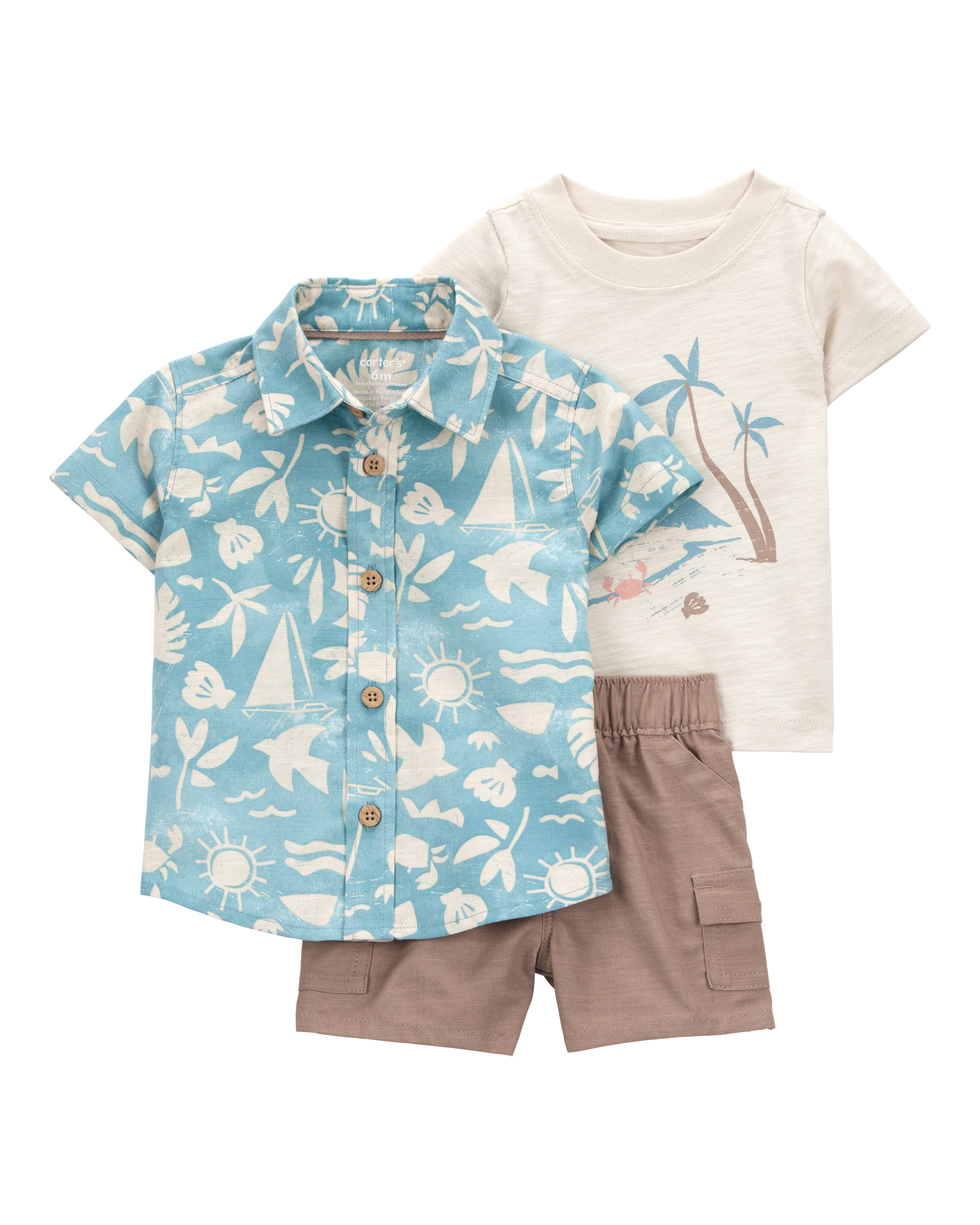 Baby 3-Piece Beach Print Little Short Set
