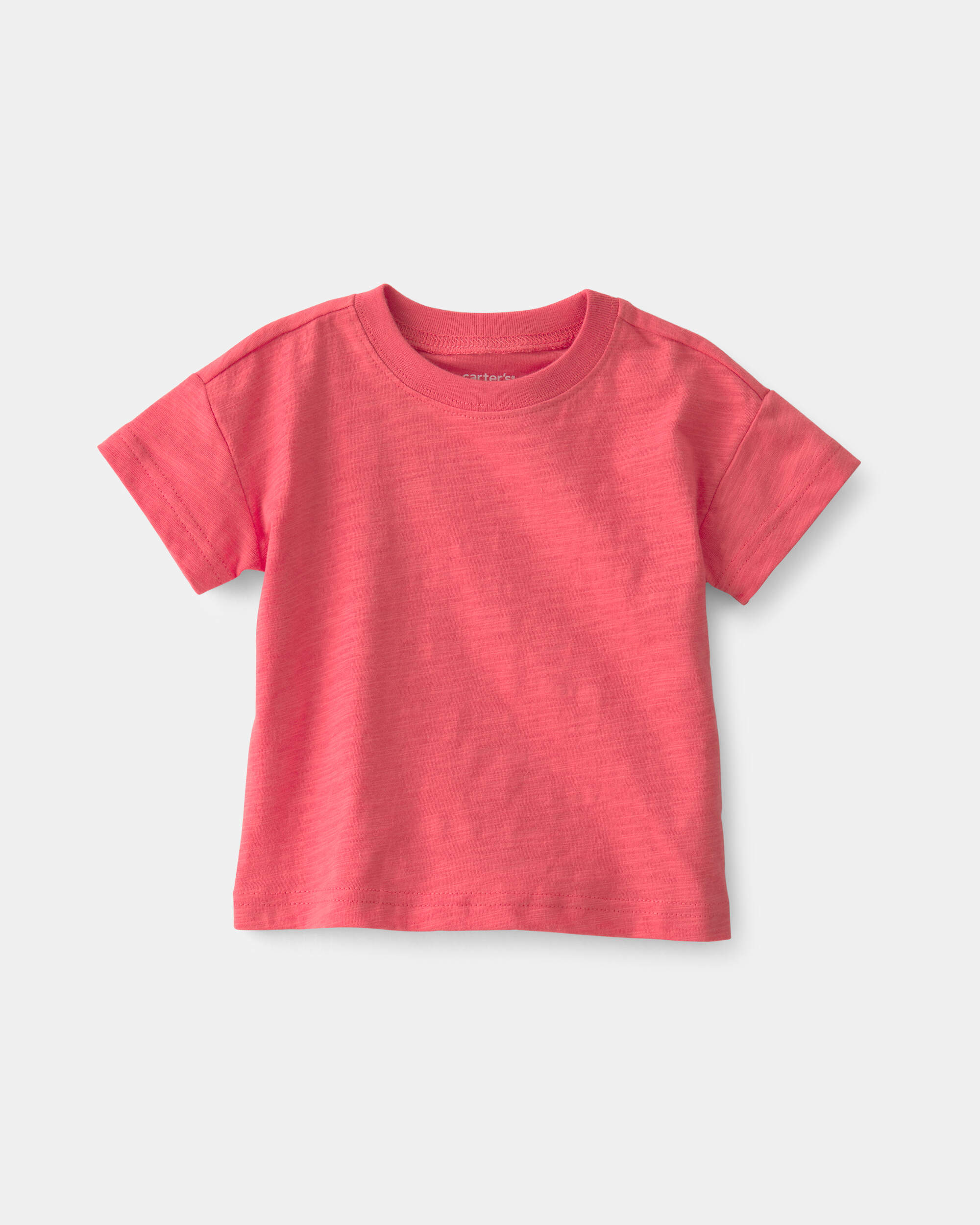 Baby Boy 2-Piece Solid Overall Set - Coral/Tan