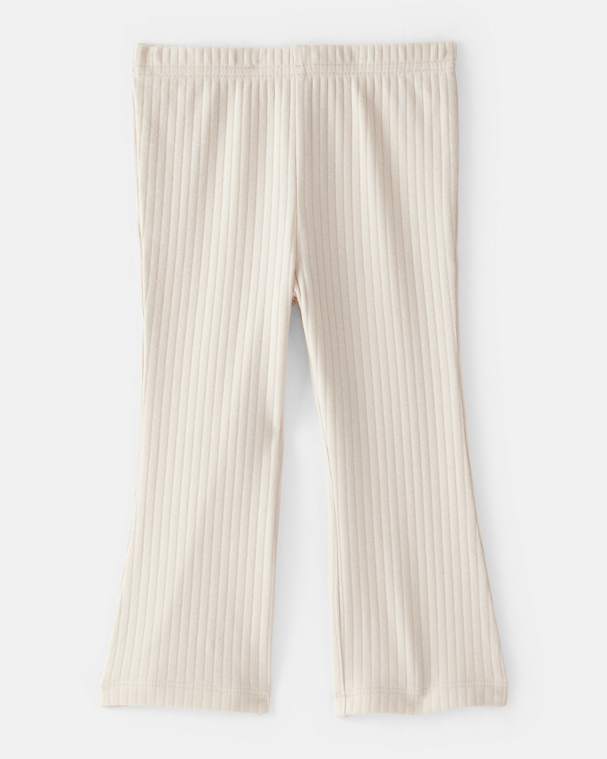 Baby Girl Rib Pull-On Stretch Flare Leggings - Cream