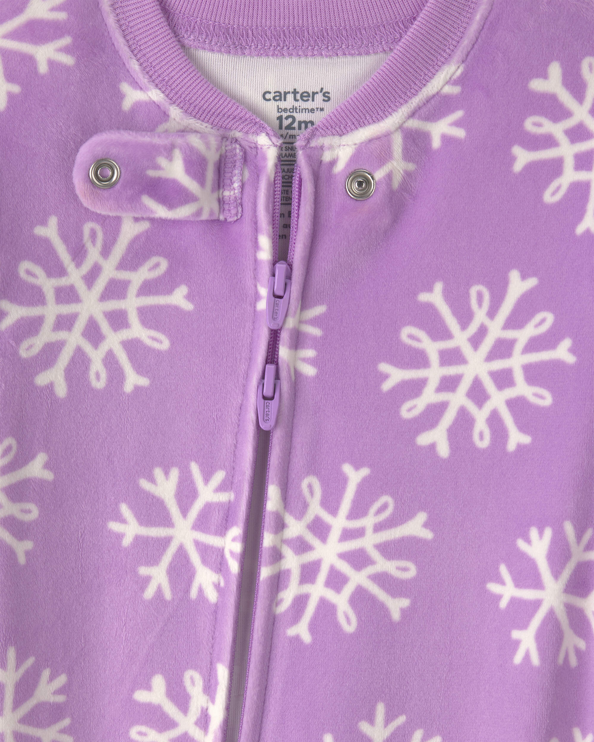 Baby Girl 1-Piece Penguin 2-Way Zip DreamPlush Snug Fit Footed Pyjama - Purple