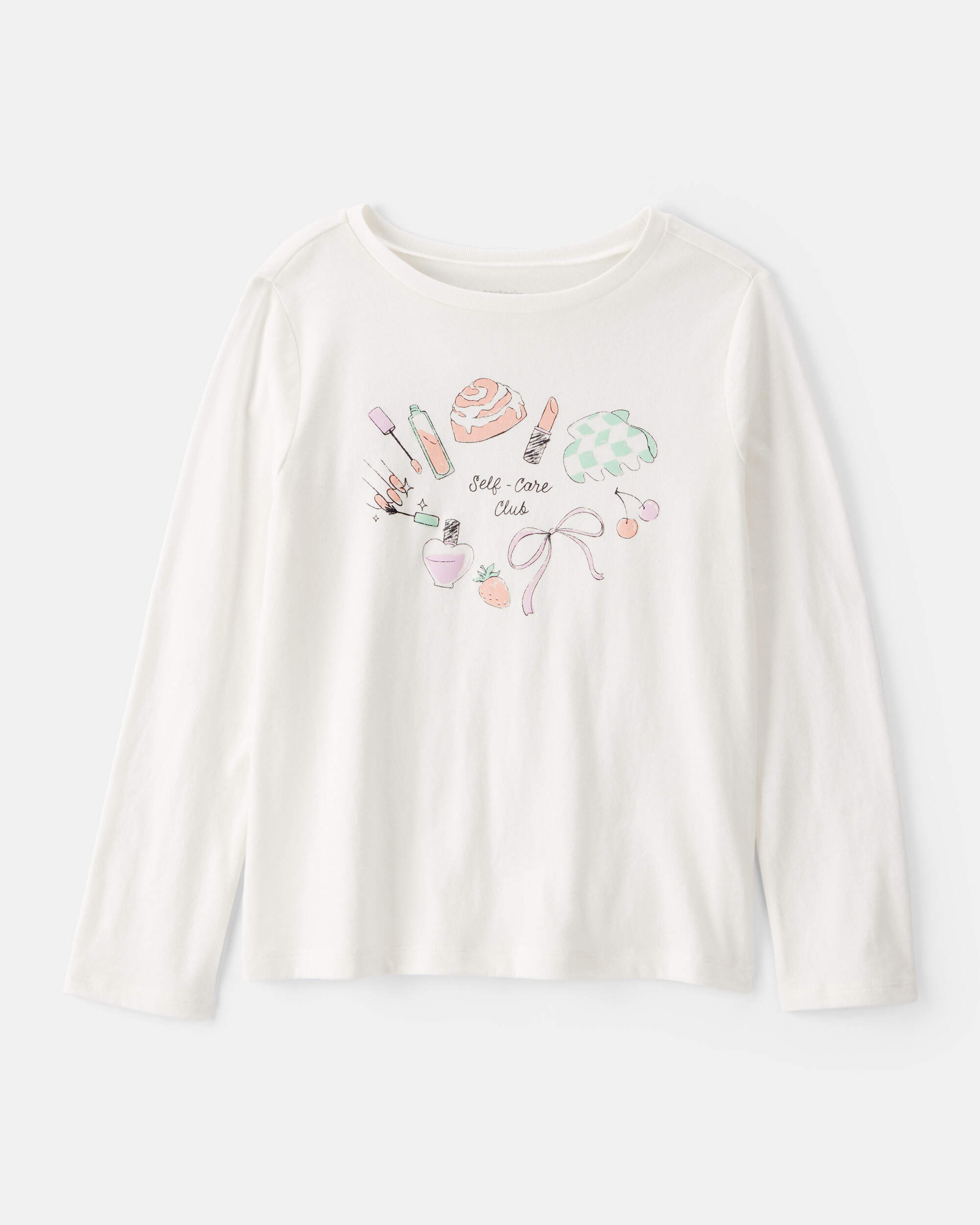 Girls 'Self Care' Long-Sleeve Graphic Tee - Ivory