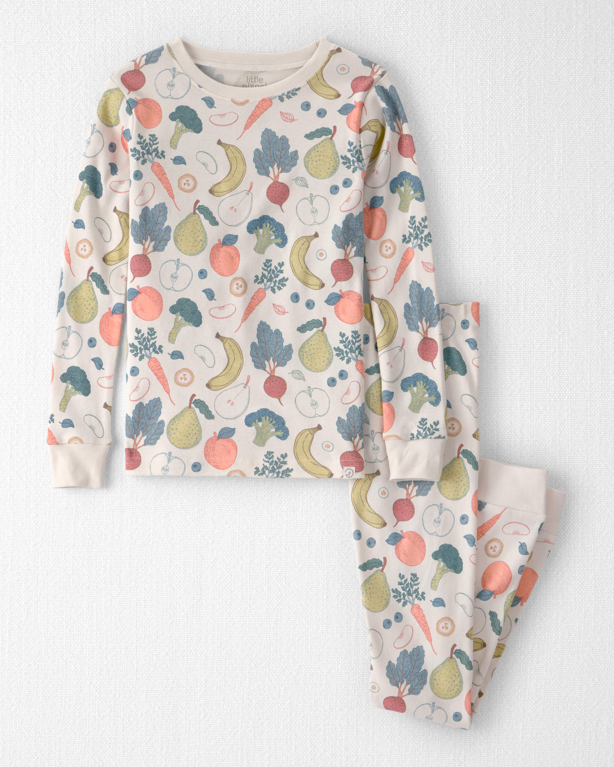 Kids 2-Piece Organic Cotton Pyjama Veggie Fruit Print