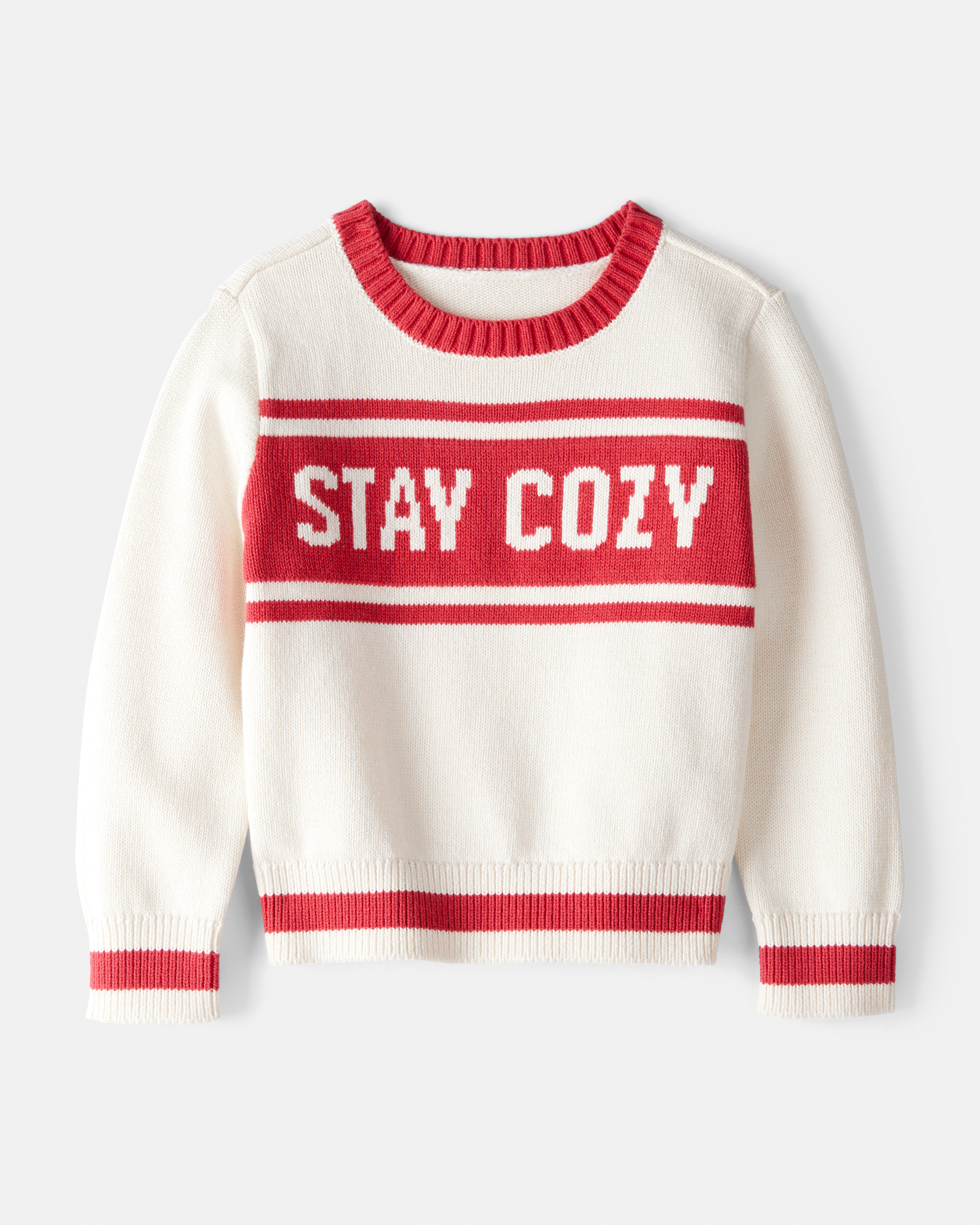 Toddler Girl Stay Cozy Sweater - Red/White