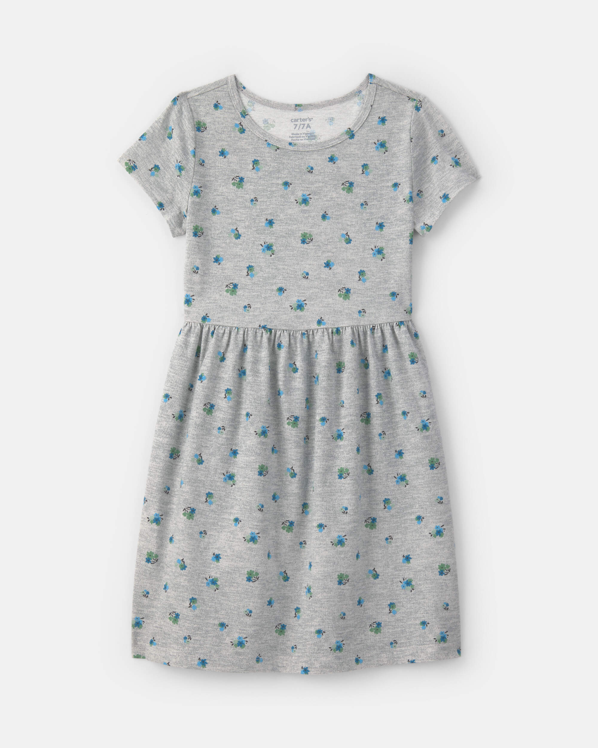 Girls Floral Short-Sleeve Dress