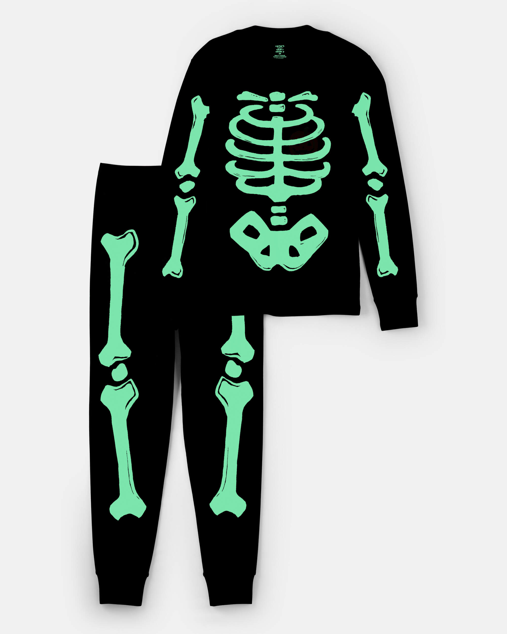 Kid 2-Piece Glow Halloween Skeleton 100% Snug Fit Cotton Pyjamas