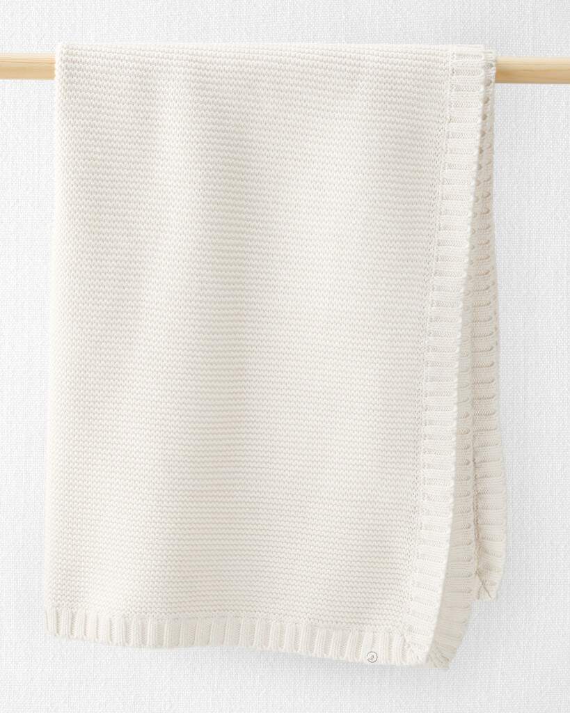 Baby Organic Cotton Textured Knit Blanket in Cream